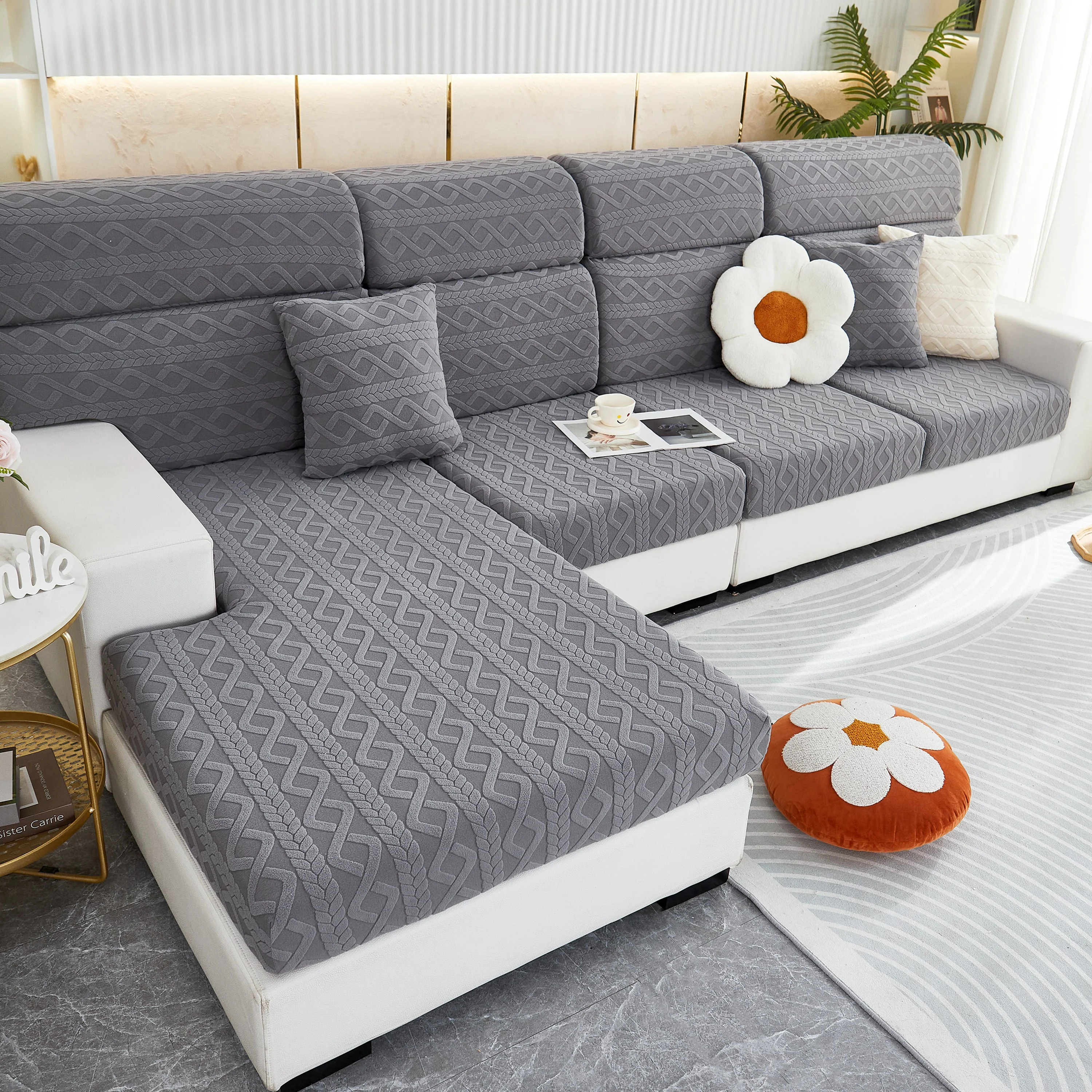 Stretch Couch Seat Cushion Covers, Sofa Slipcover Sofa Cover Soft Flexibility with Elastic Bottom - Image 126