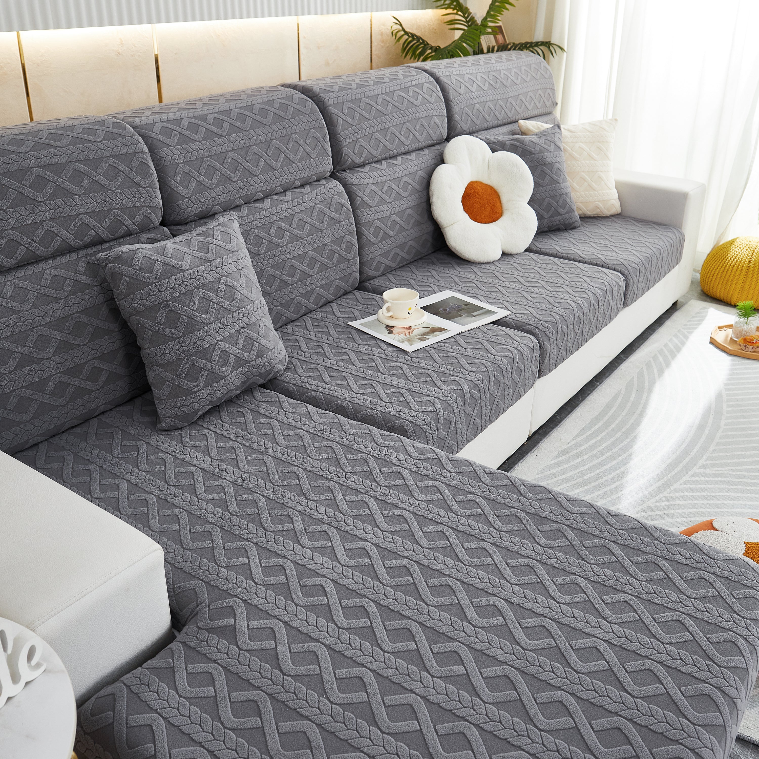 Stretch Couch Seat Cushion Covers, Sofa Slipcover Sofa Cover Soft Flexibility with Elastic Bottom - Image 128