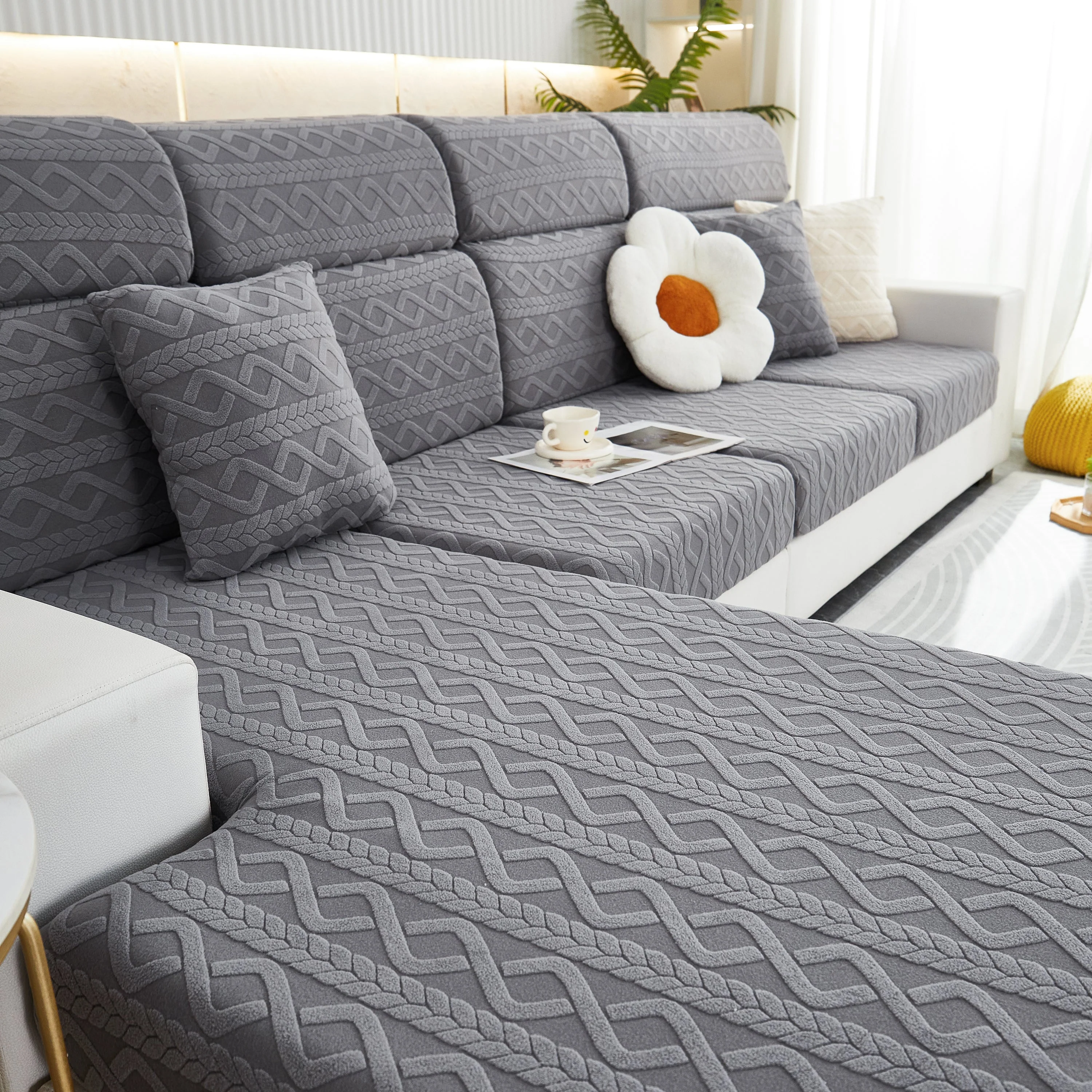 Stretch Couch Seat Cushion Covers, Sofa Slipcover Sofa Cover Soft Flexibility with Elastic Bottom - Image 129