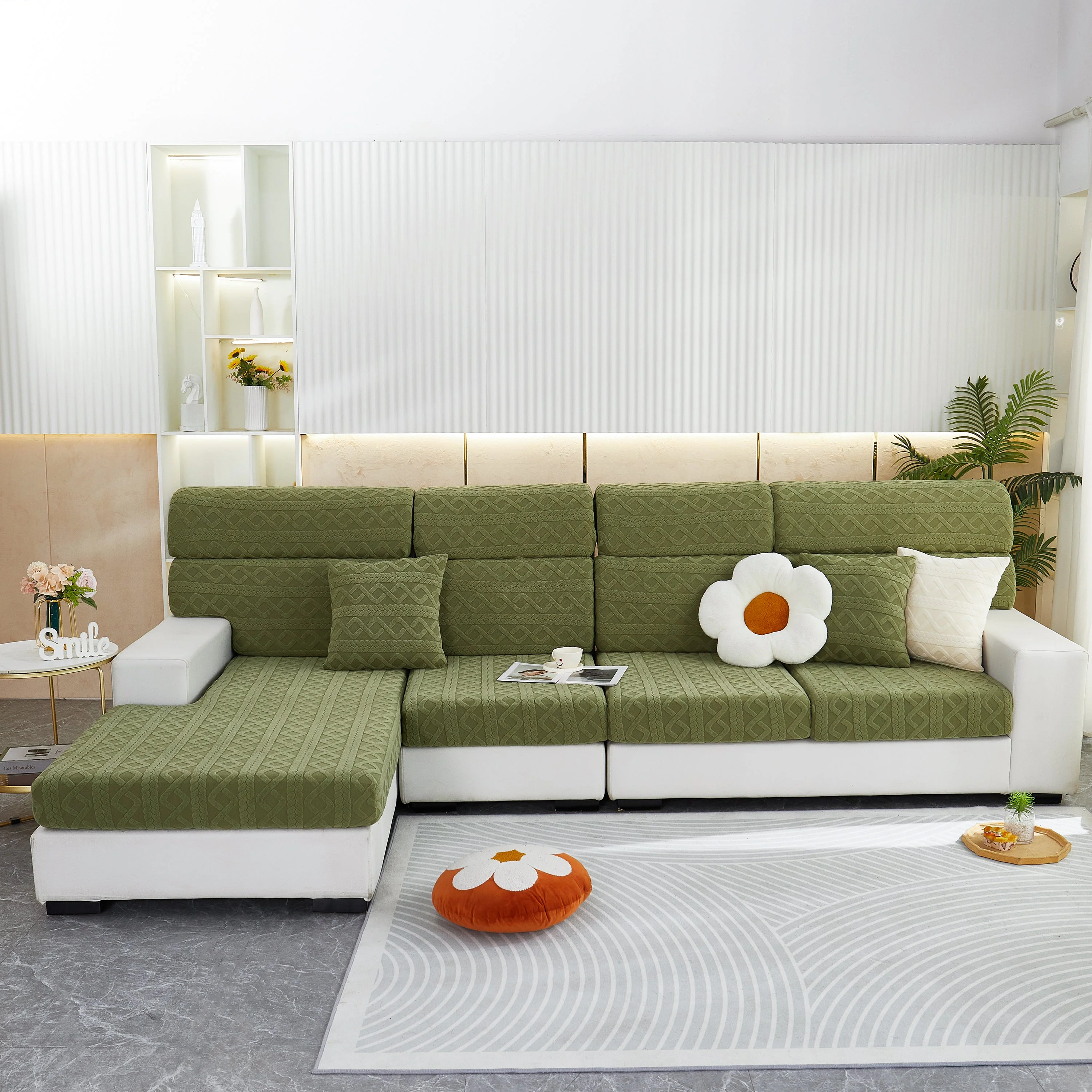 Stretch Couch Seat Cushion Covers, Sofa Slipcover Sofa Cover Soft Flexibility with Elastic Bottom - Image 13
