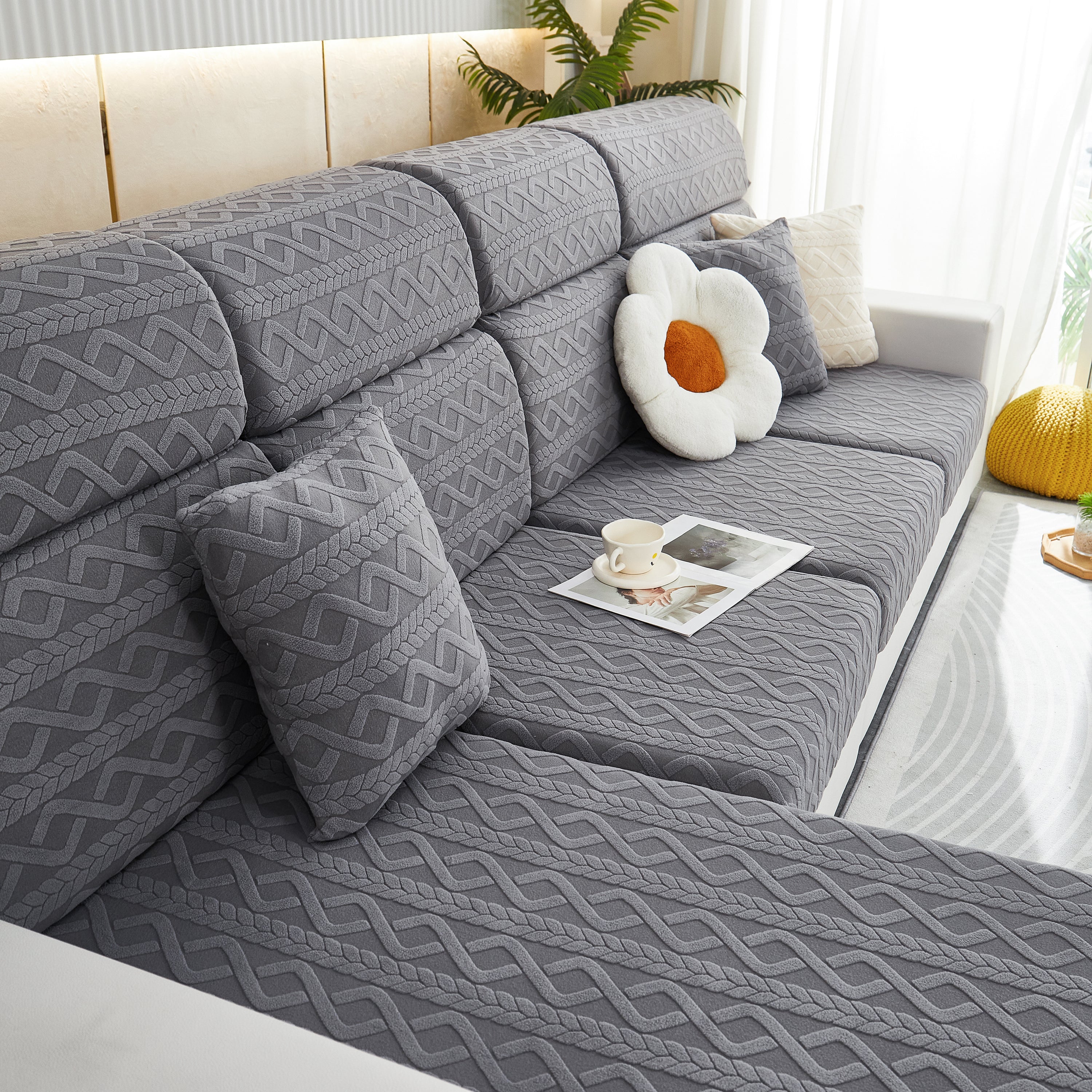 Stretch Couch Seat Cushion Covers, Sofa Slipcover Sofa Cover Soft Flexibility with Elastic Bottom - Image 130