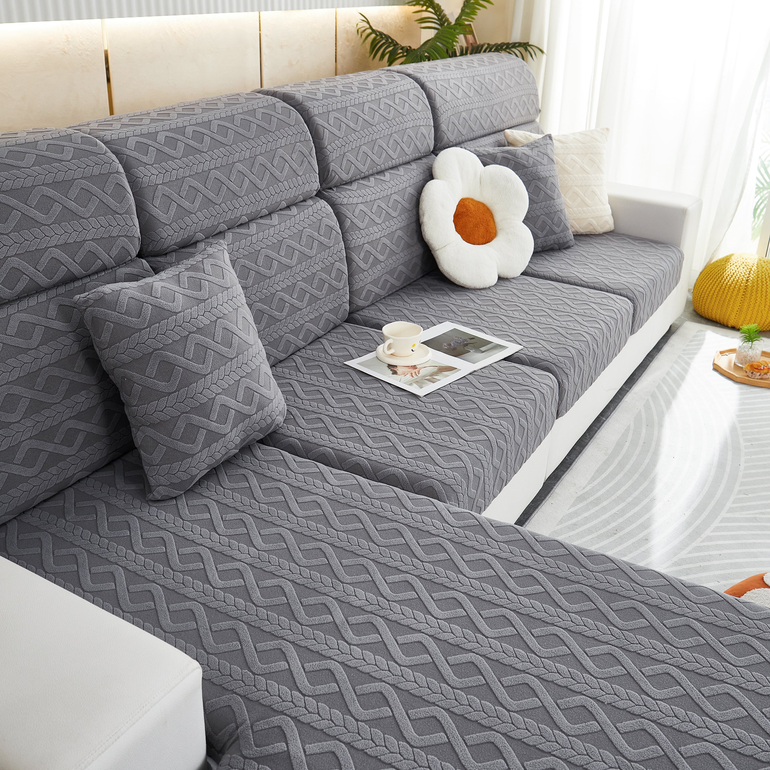 Stretch Couch Seat Cushion Covers, Sofa Slipcover Sofa Cover Soft Flexibility with Elastic Bottom - Image 131