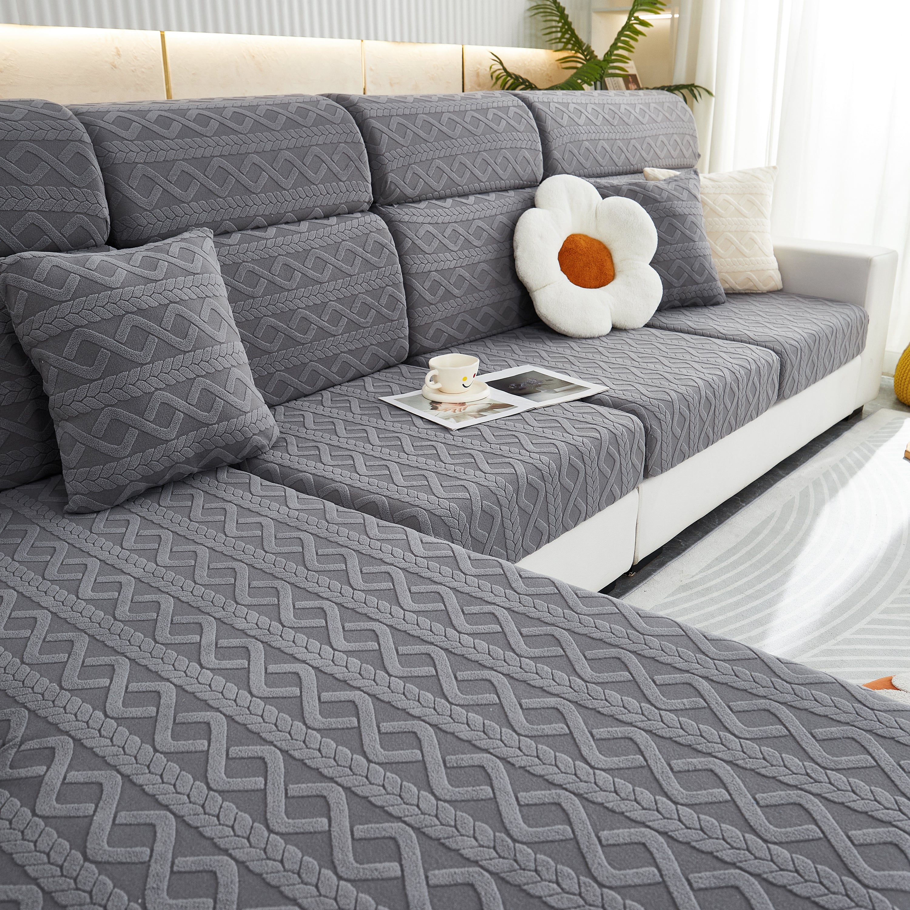 Stretch Couch Seat Cushion Covers, Sofa Slipcover Sofa Cover Soft Flexibility with Elastic Bottom - Image 132
