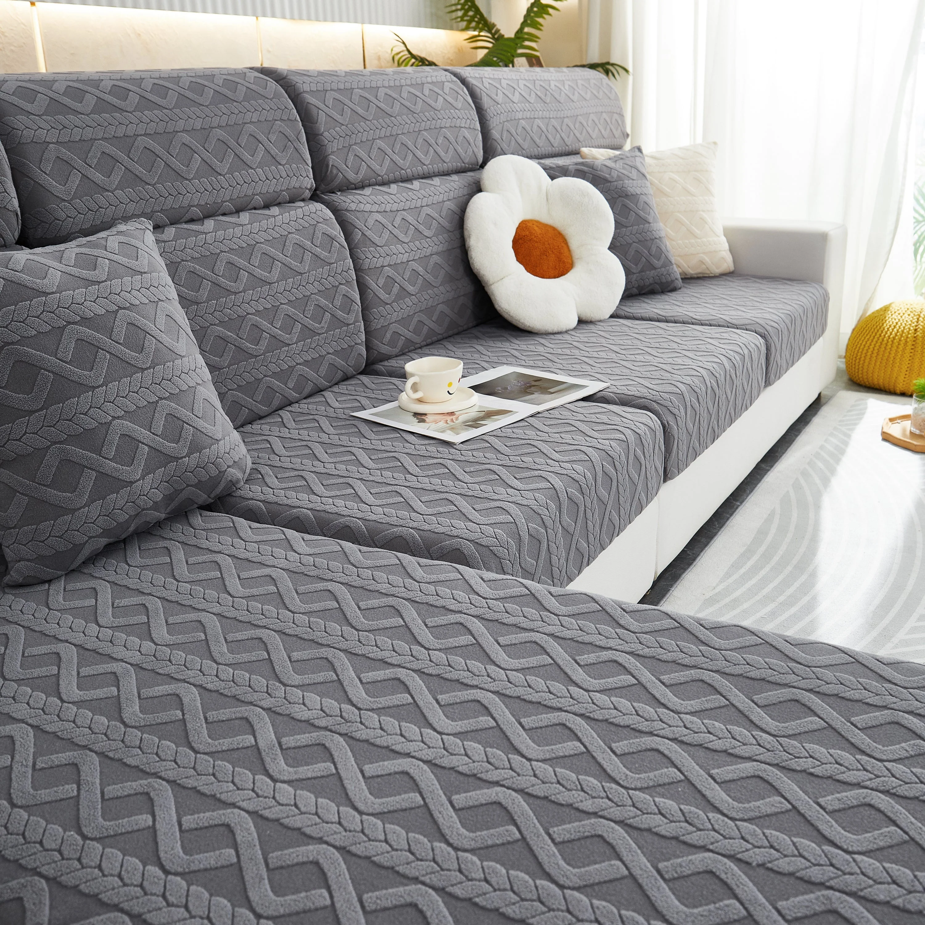 Stretch Couch Seat Cushion Covers, Sofa Slipcover Sofa Cover Soft Flexibility with Elastic Bottom - Image 133