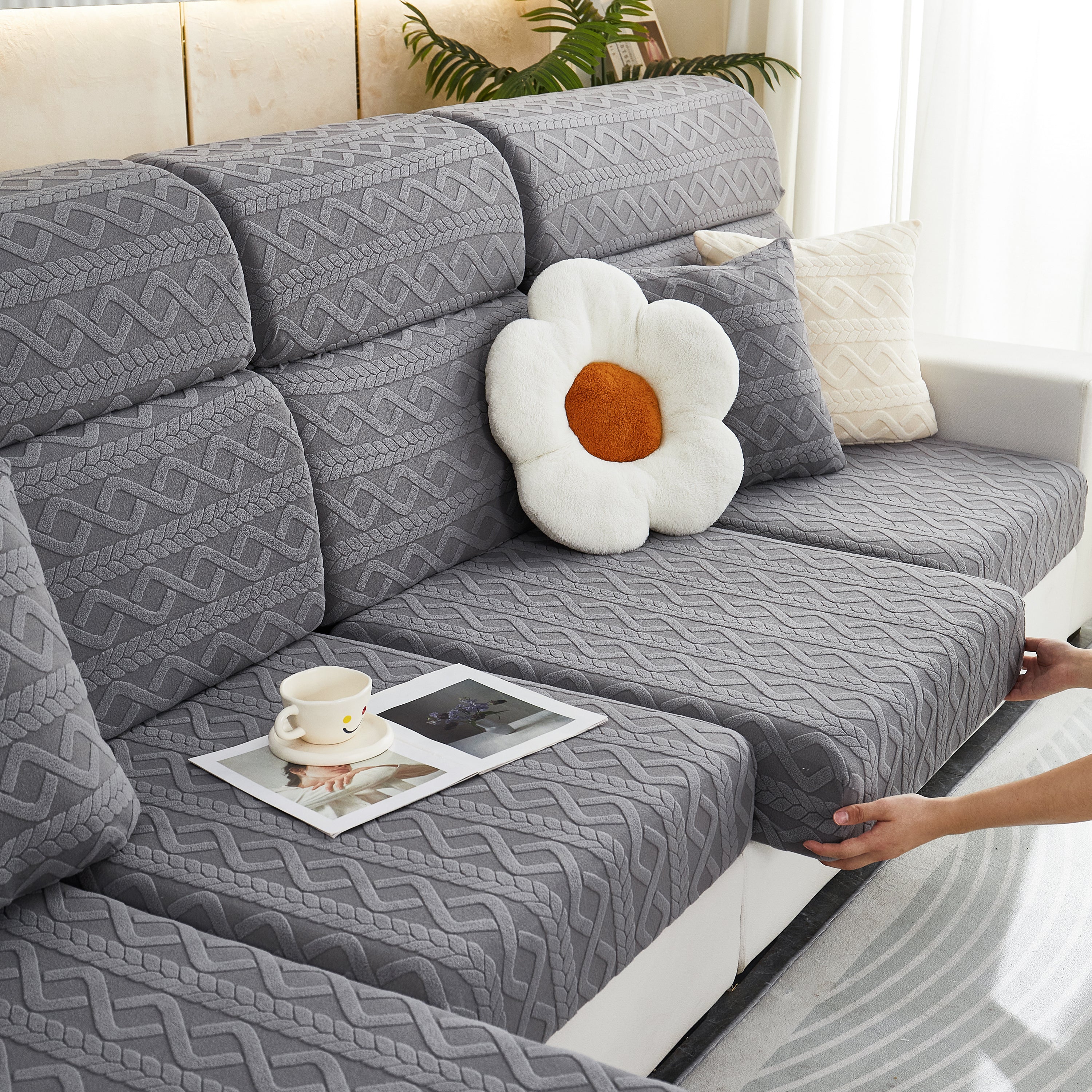 Stretch Couch Seat Cushion Covers, Sofa Slipcover Sofa Cover Soft Flexibility with Elastic Bottom - Image 135