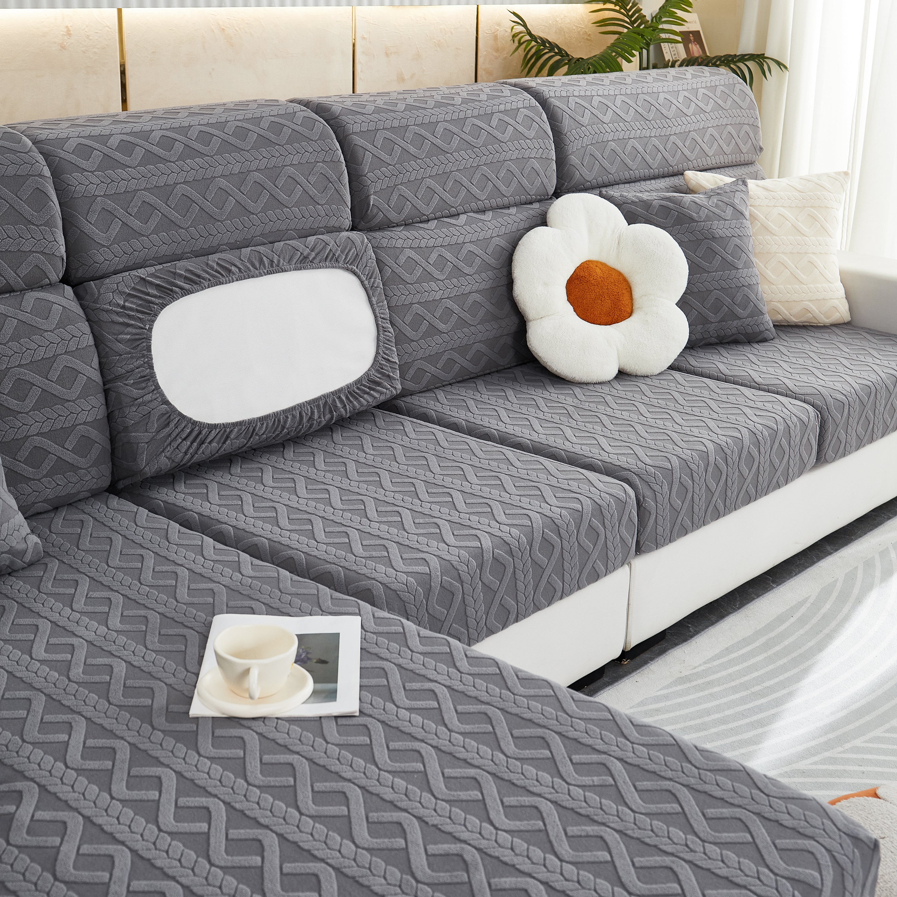 Stretch Couch Seat Cushion Covers, Sofa Slipcover Sofa Cover Soft Flexibility with Elastic Bottom - Image 136