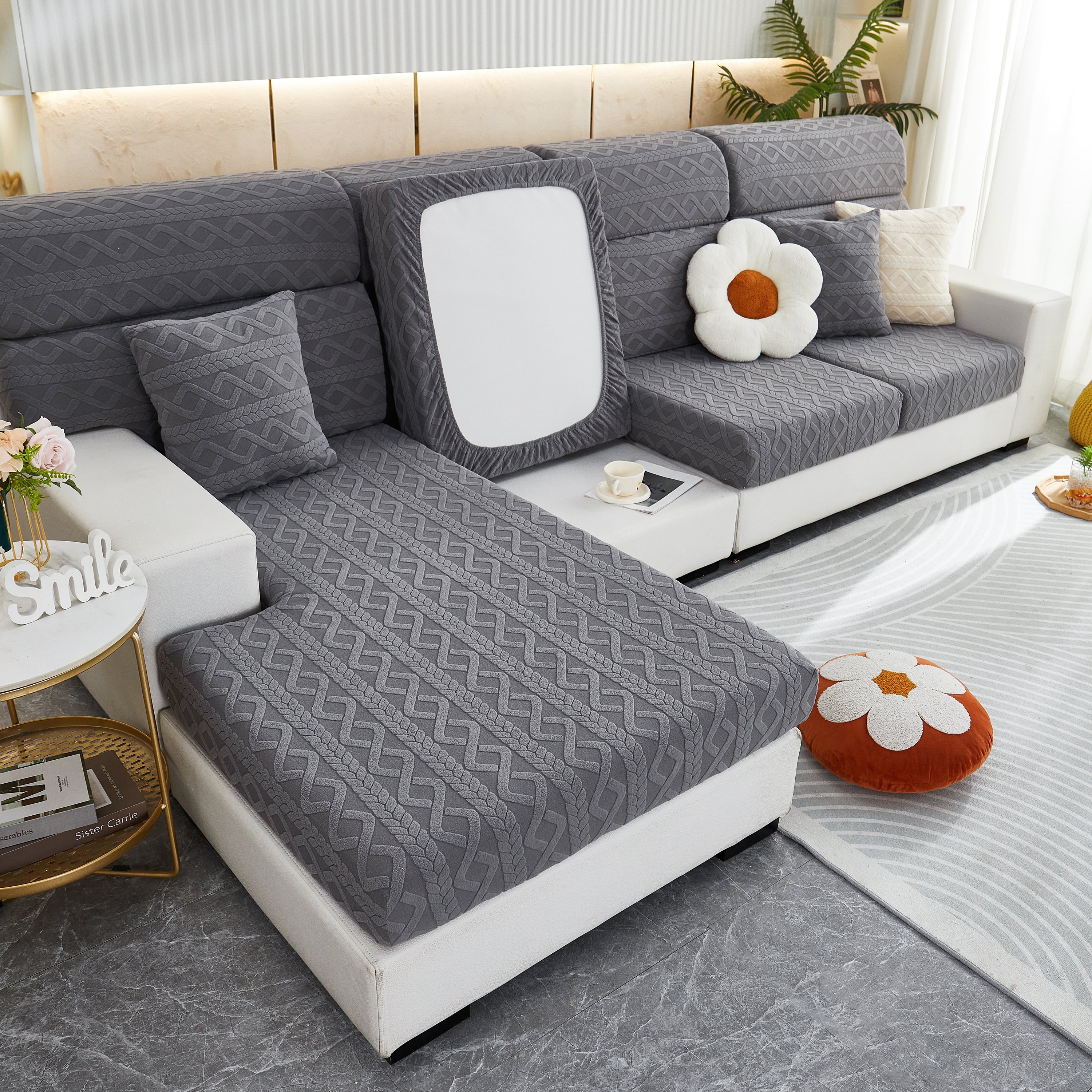 Stretch Couch Seat Cushion Covers, Sofa Slipcover Sofa Cover Soft Flexibility with Elastic Bottom - Image 138