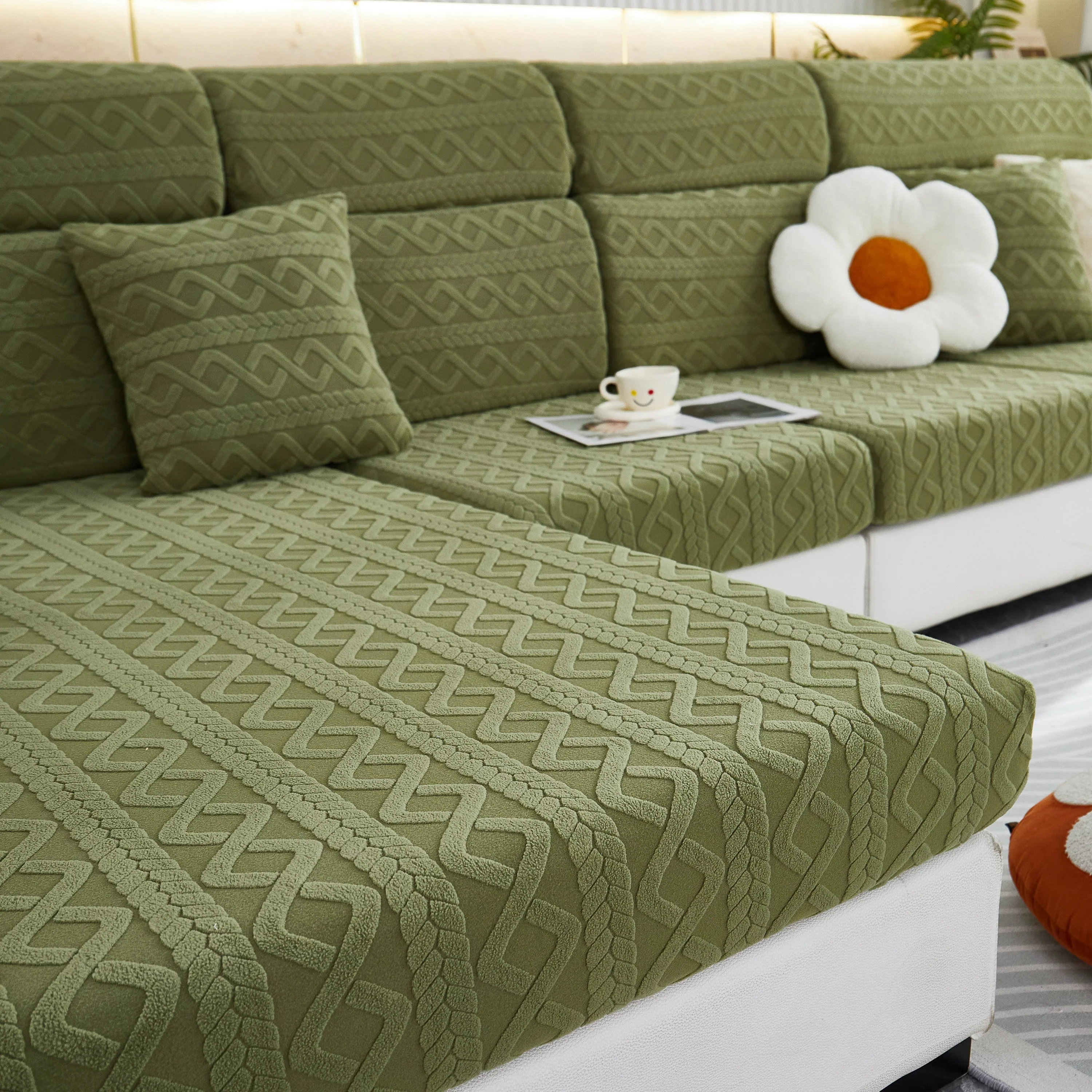 Stretch Couch Seat Cushion Covers, Sofa Slipcover Sofa Cover Soft Flexibility with Elastic Bottom - Image 14