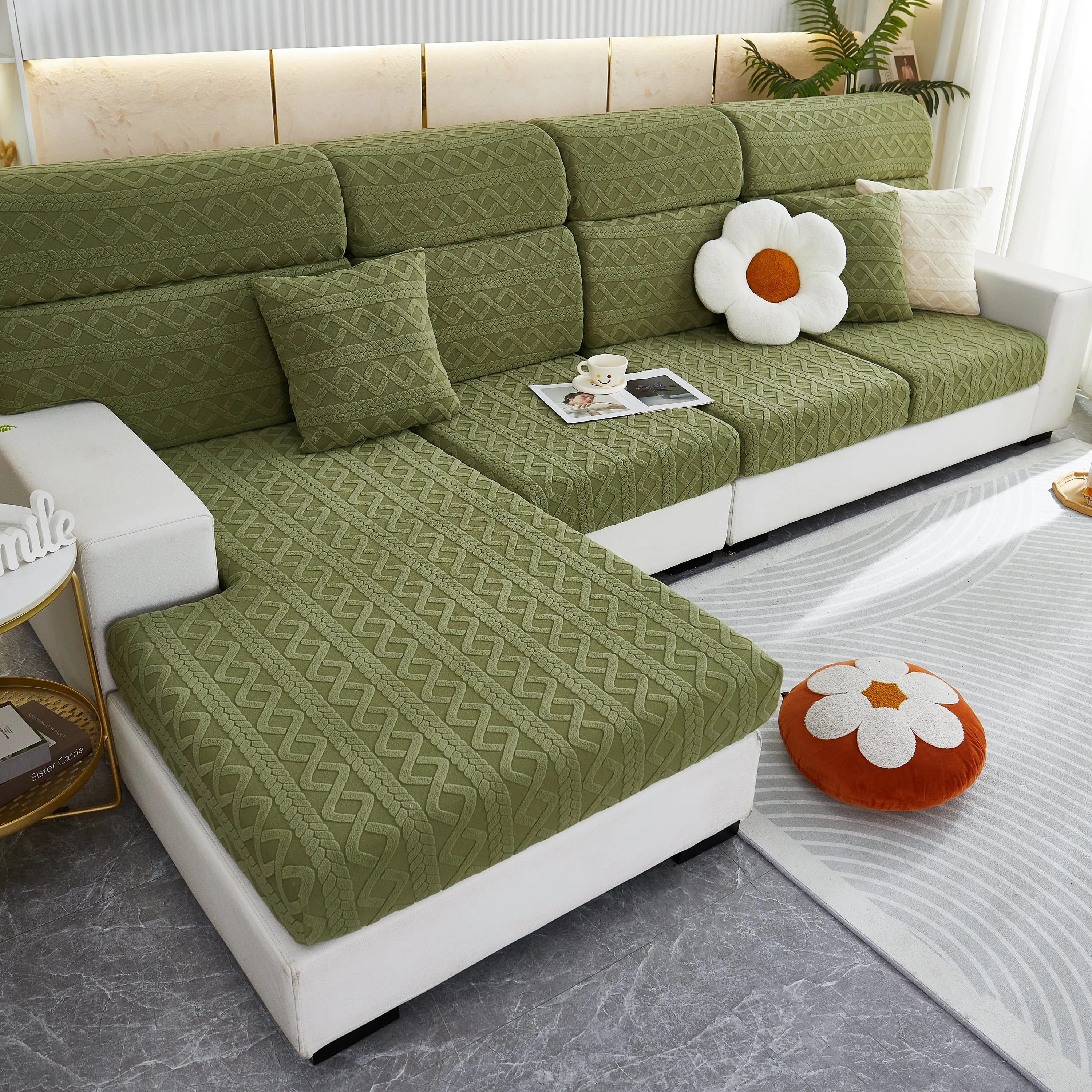 Stretch Couch Seat Cushion Covers, Sofa Slipcover Sofa Cover Soft Flexibility with Elastic Bottom - Image 15