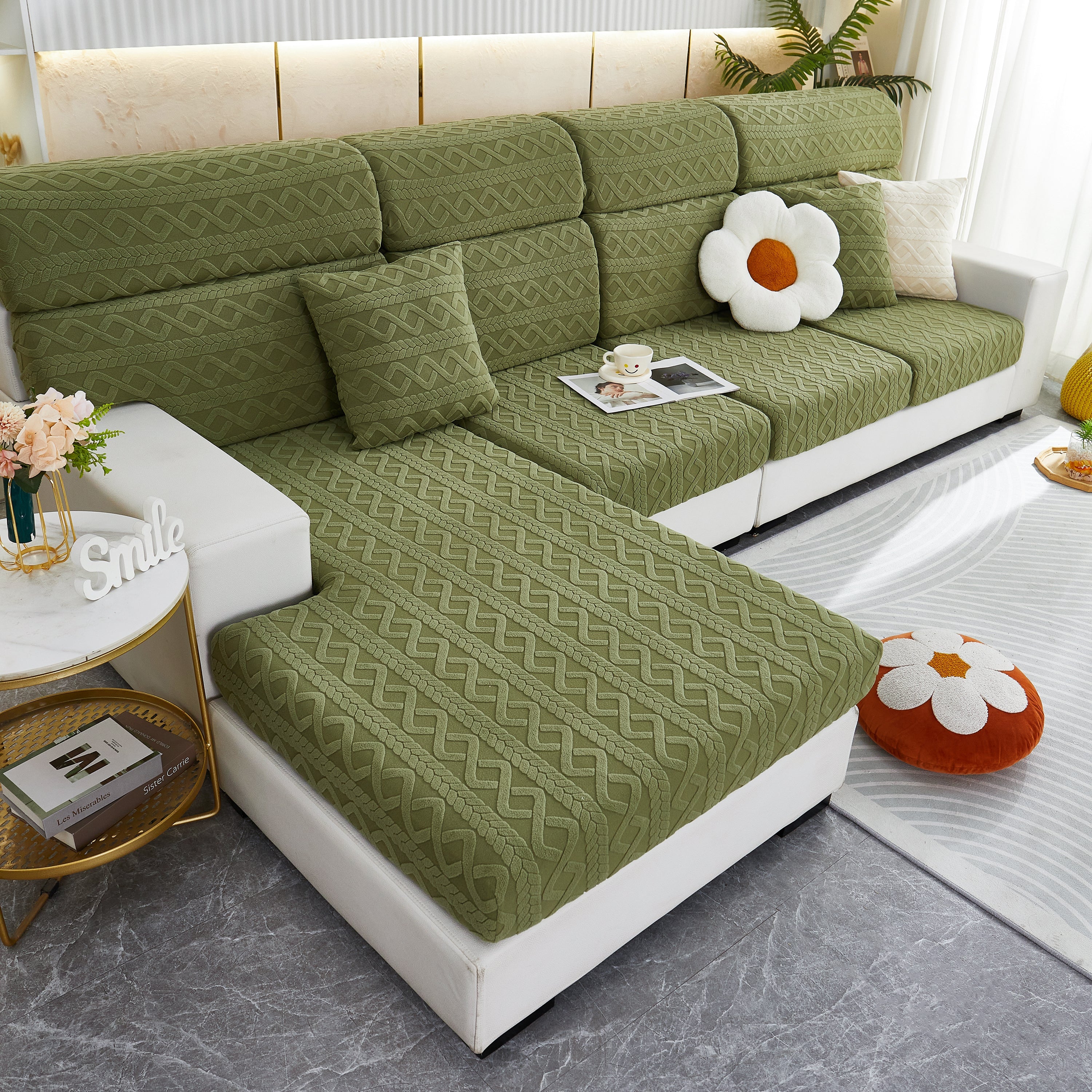 Stretch Couch Seat Cushion Covers, Sofa Slipcover Sofa Cover Soft Flexibility with Elastic Bottom - Image 16