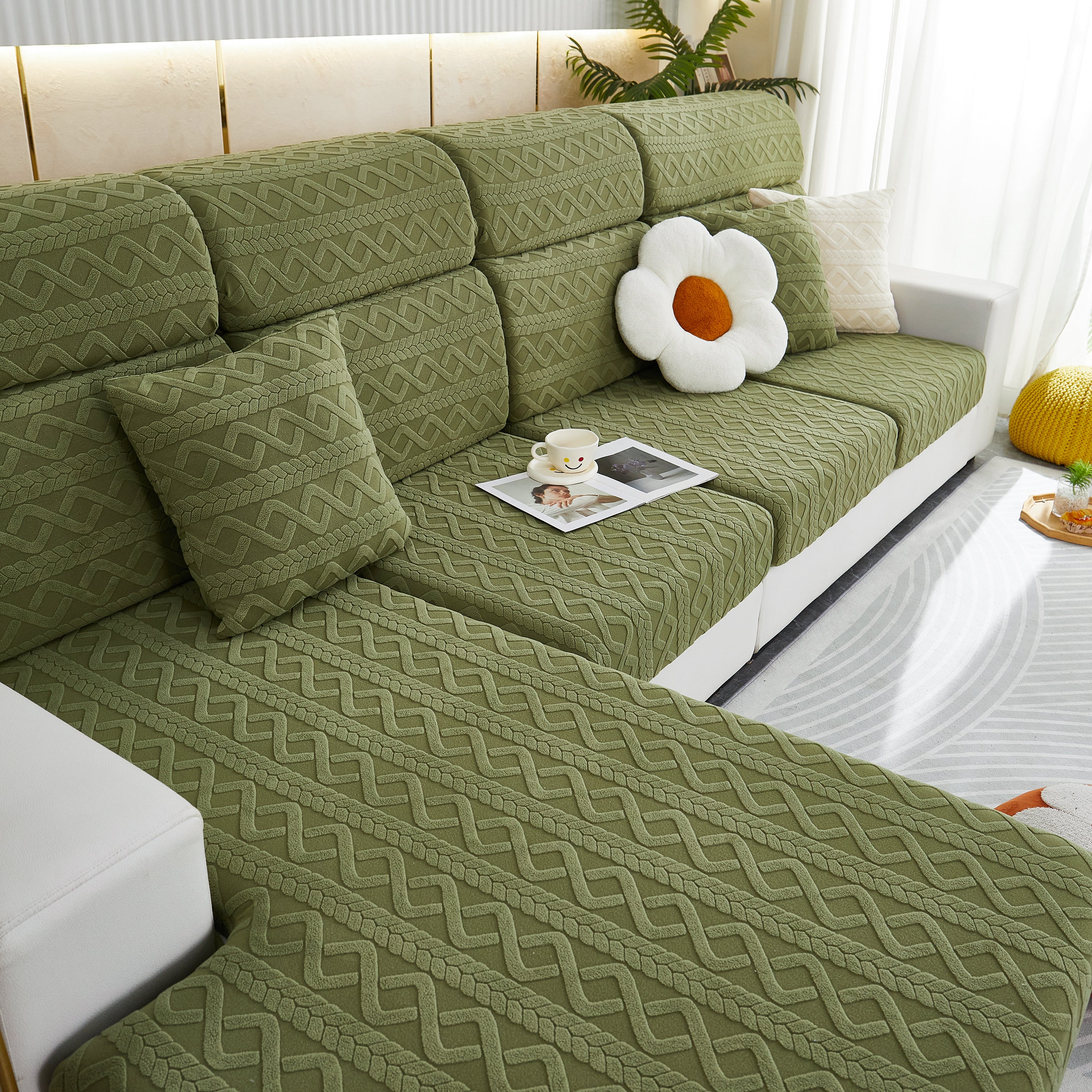 Stretch Couch Seat Cushion Covers, Sofa Slipcover Sofa Cover Soft Flexibility with Elastic Bottom - Image 17