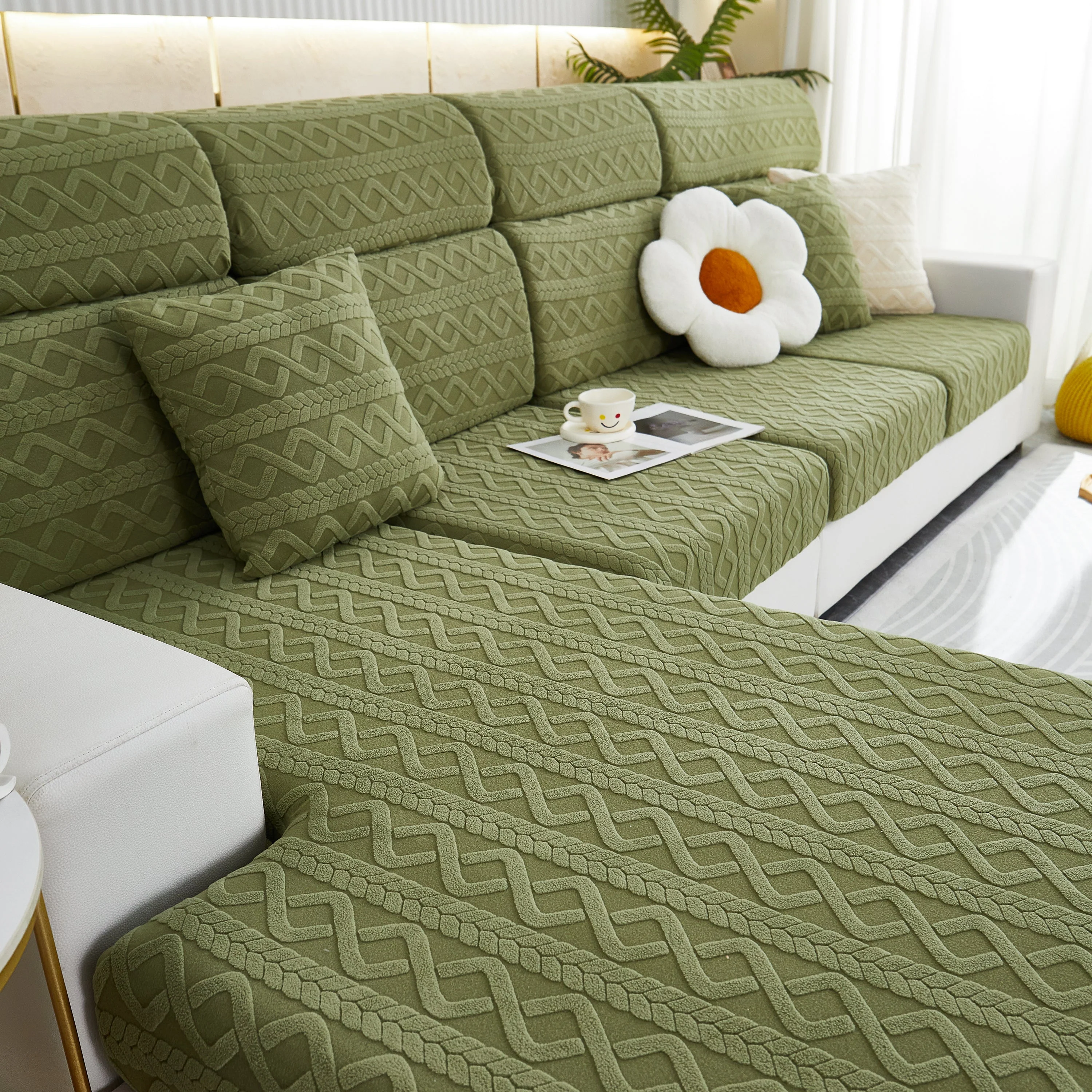 Stretch Couch Seat Cushion Covers, Sofa Slipcover Sofa Cover Soft Flexibility with Elastic Bottom - Image 18