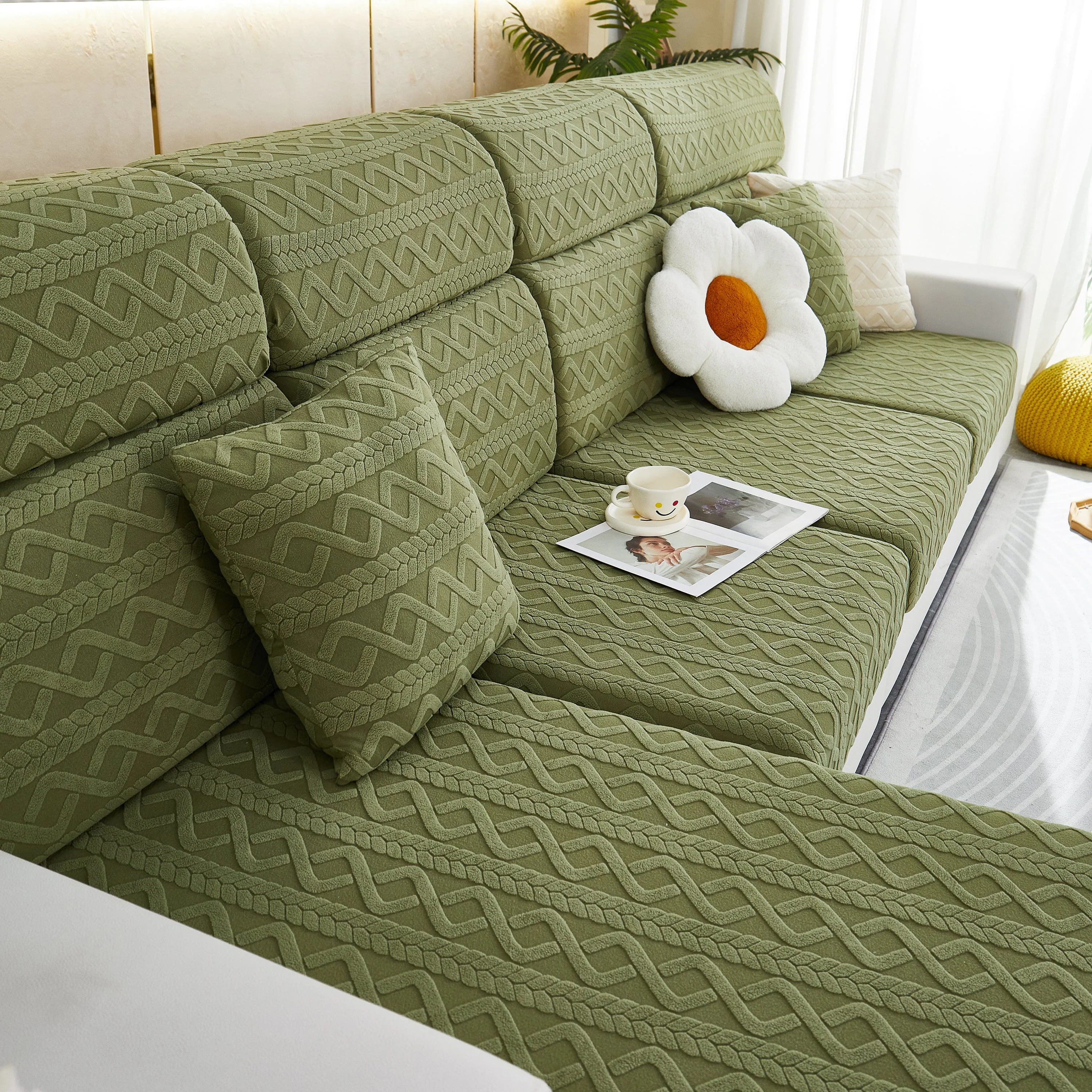 Stretch Couch Seat Cushion Covers, Sofa Slipcover Sofa Cover Soft Flexibility with Elastic Bottom - Image 19