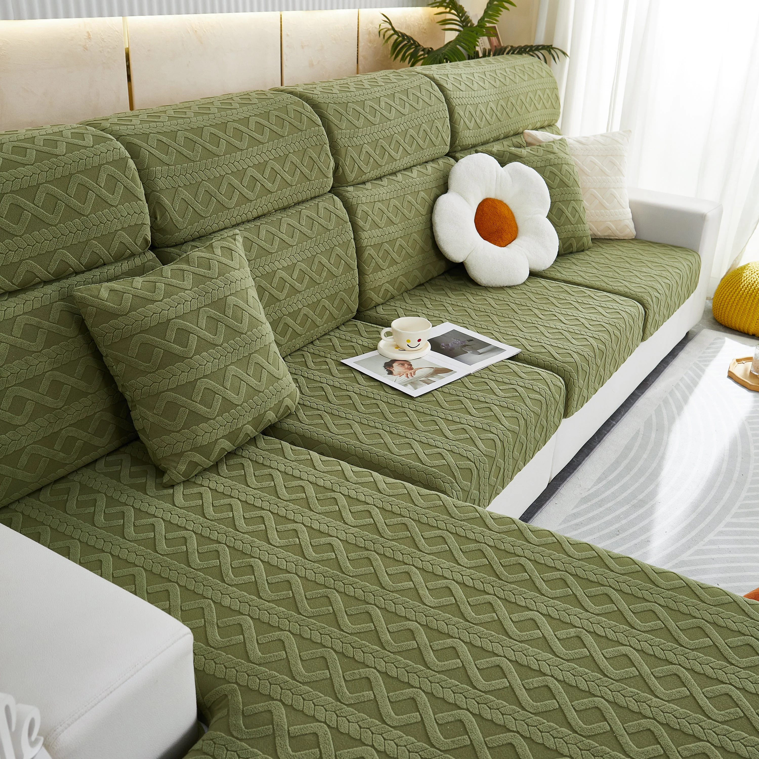 Stretch Couch Seat Cushion Covers, Sofa Slipcover Sofa Cover Soft Flexibility with Elastic Bottom - Image 20