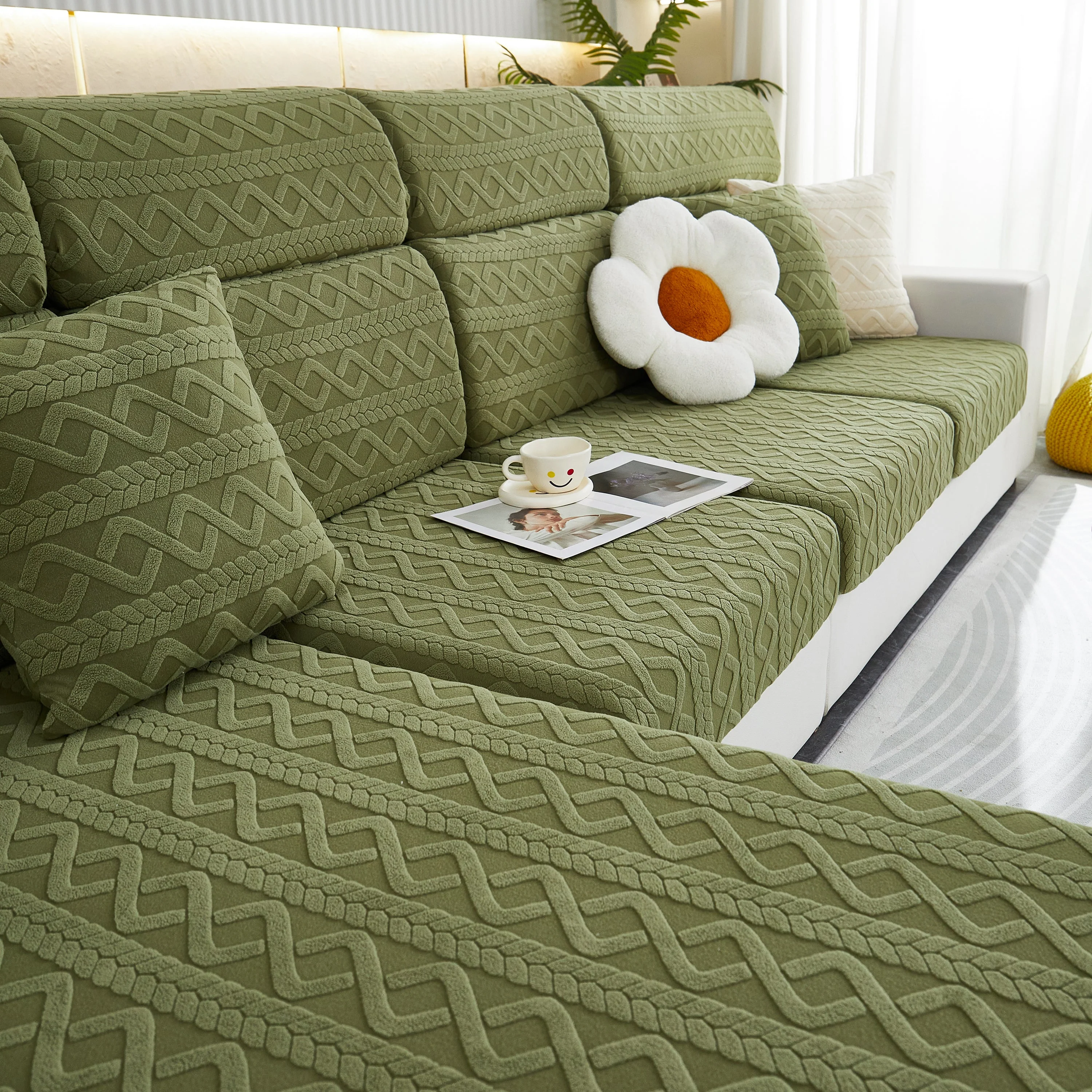 Stretch Couch Seat Cushion Covers, Sofa Slipcover Sofa Cover Soft Flexibility with Elastic Bottom - Image 21