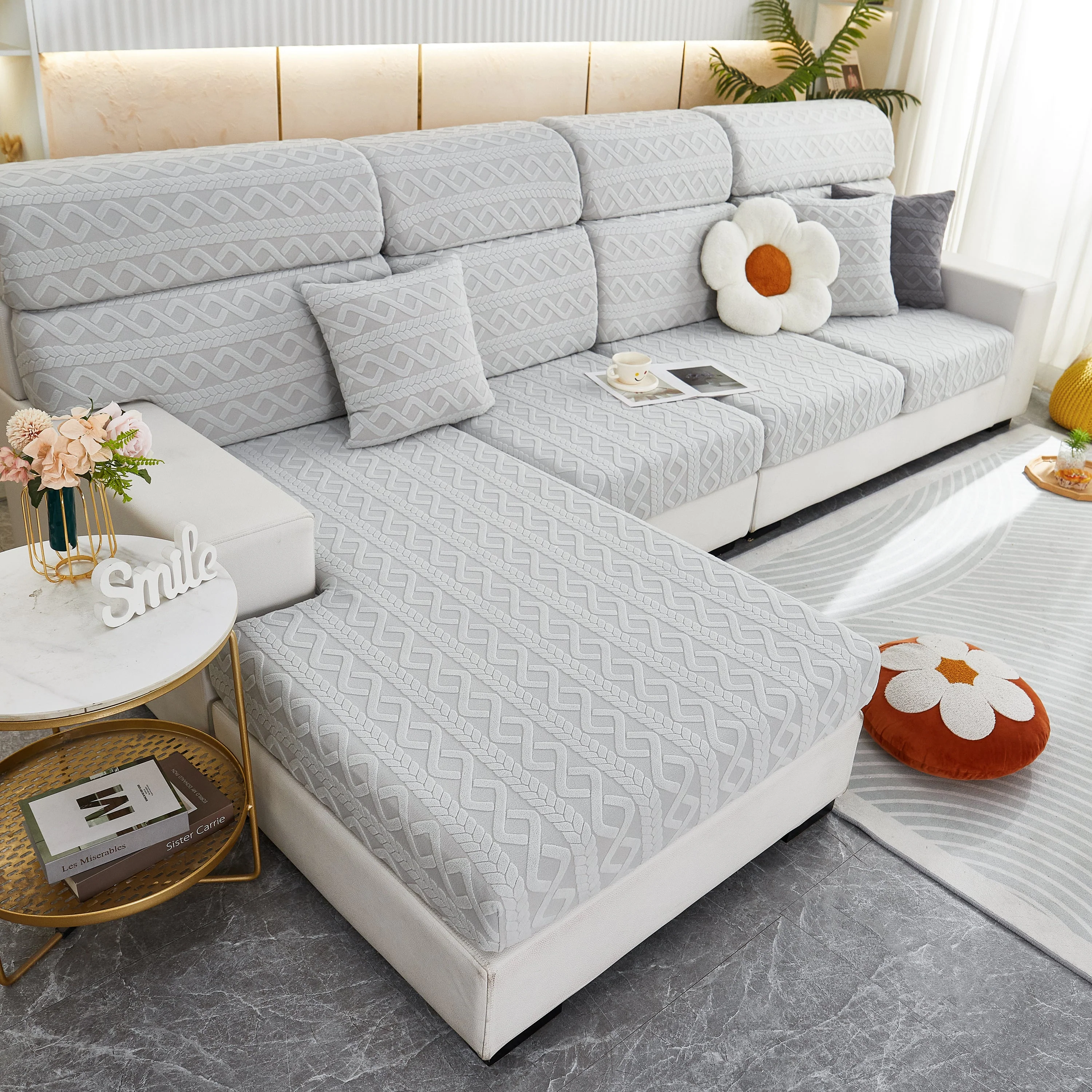 Stretch Couch Seat Cushion Covers, Sofa Slipcover Sofa Cover Soft Flexibility with Elastic Bottom - Image 26