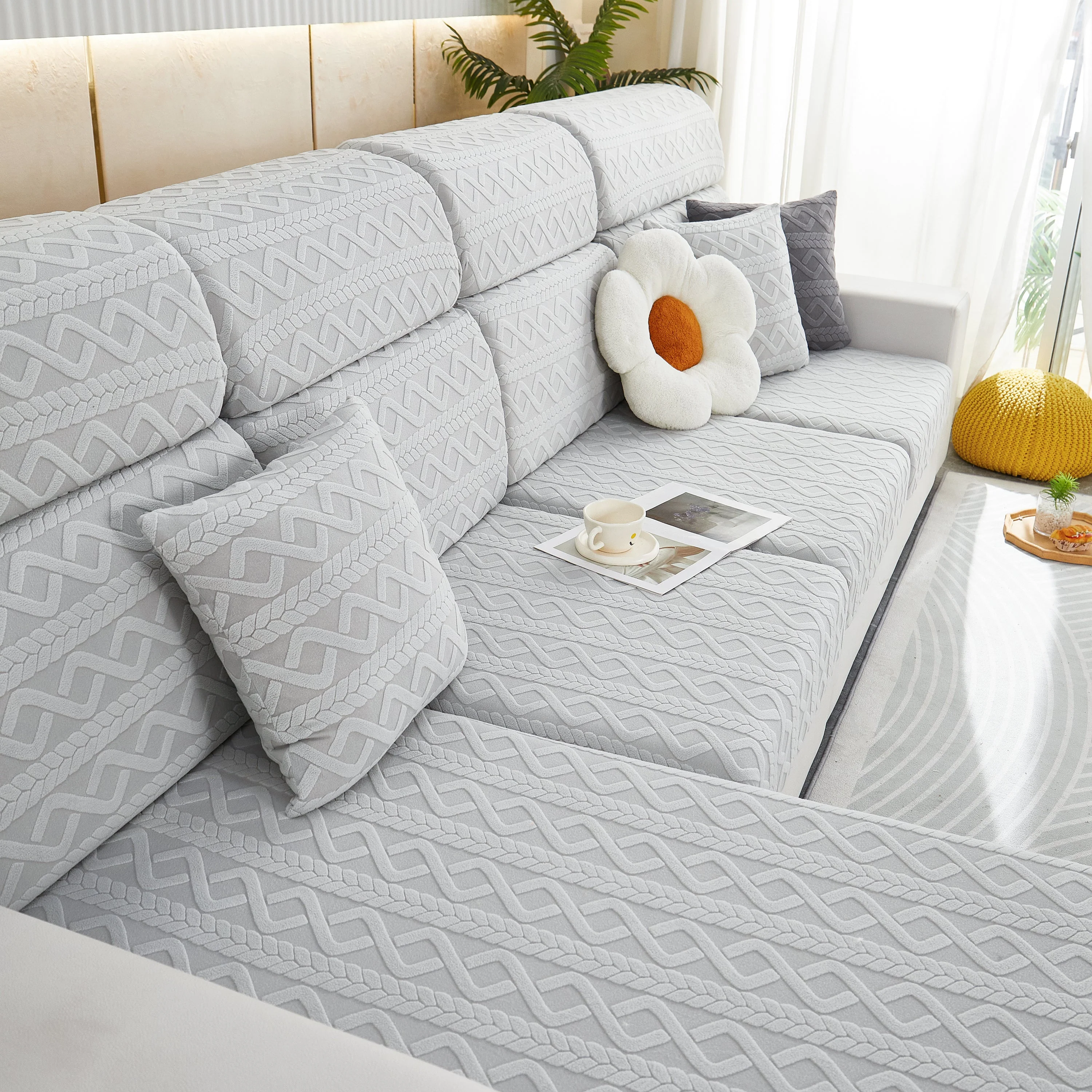 Stretch Couch Seat Cushion Covers, Sofa Slipcover Sofa Cover Soft Flexibility with Elastic Bottom - Image 29