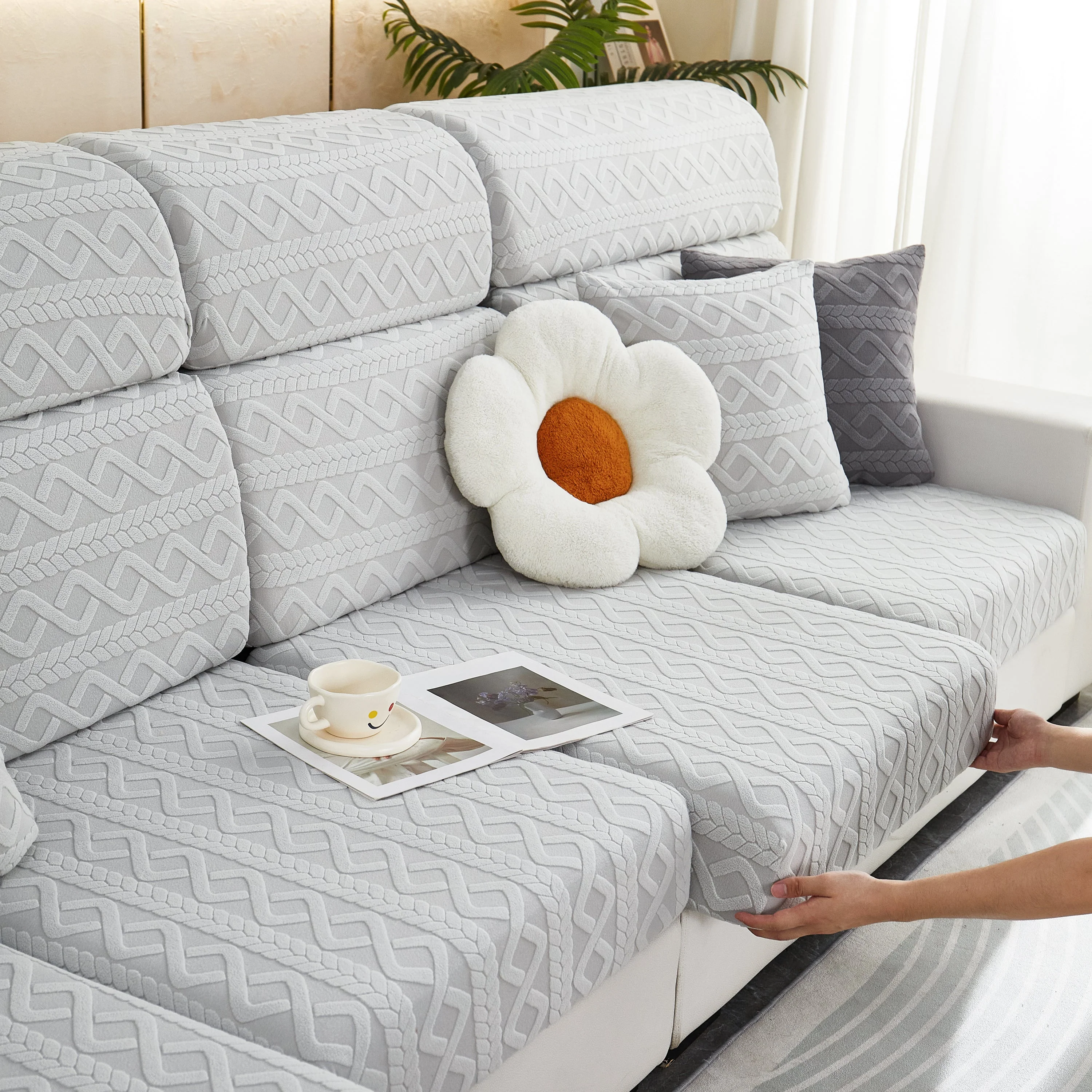 Stretch Couch Seat Cushion Covers, Sofa Slipcover Sofa Cover Soft Flexibility with Elastic Bottom - Image 34