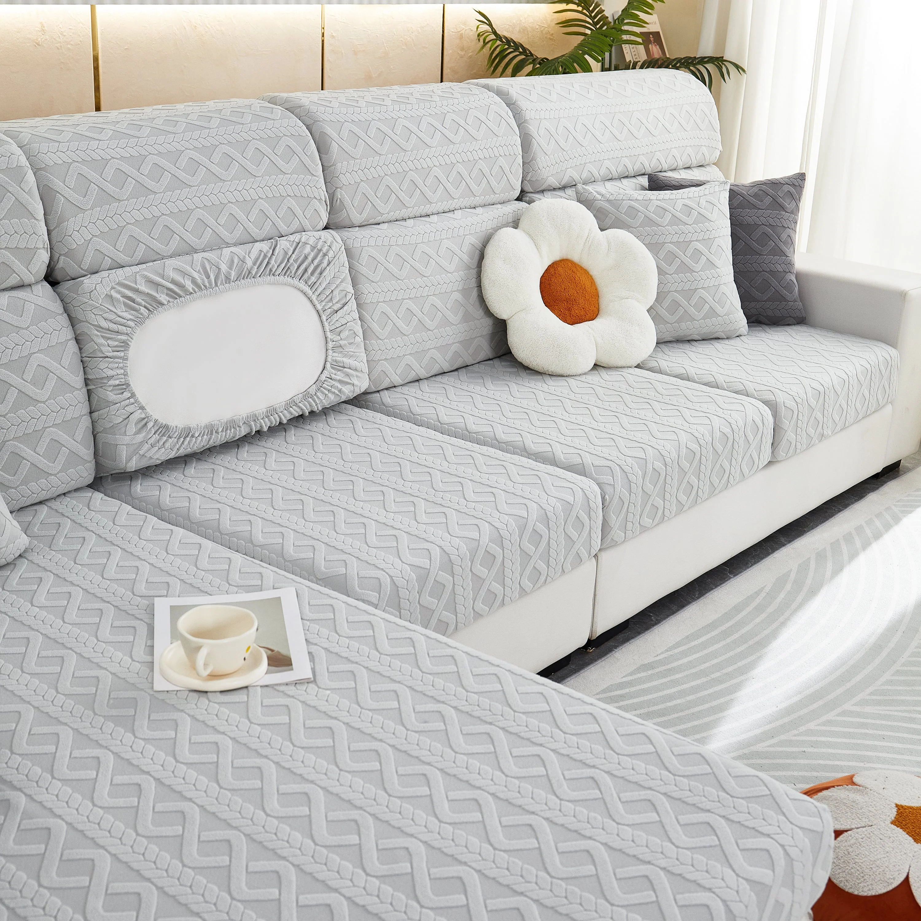 Stretch Couch Seat Cushion Covers, Sofa Slipcover Sofa Cover Soft Flexibility with Elastic Bottom - Image 35