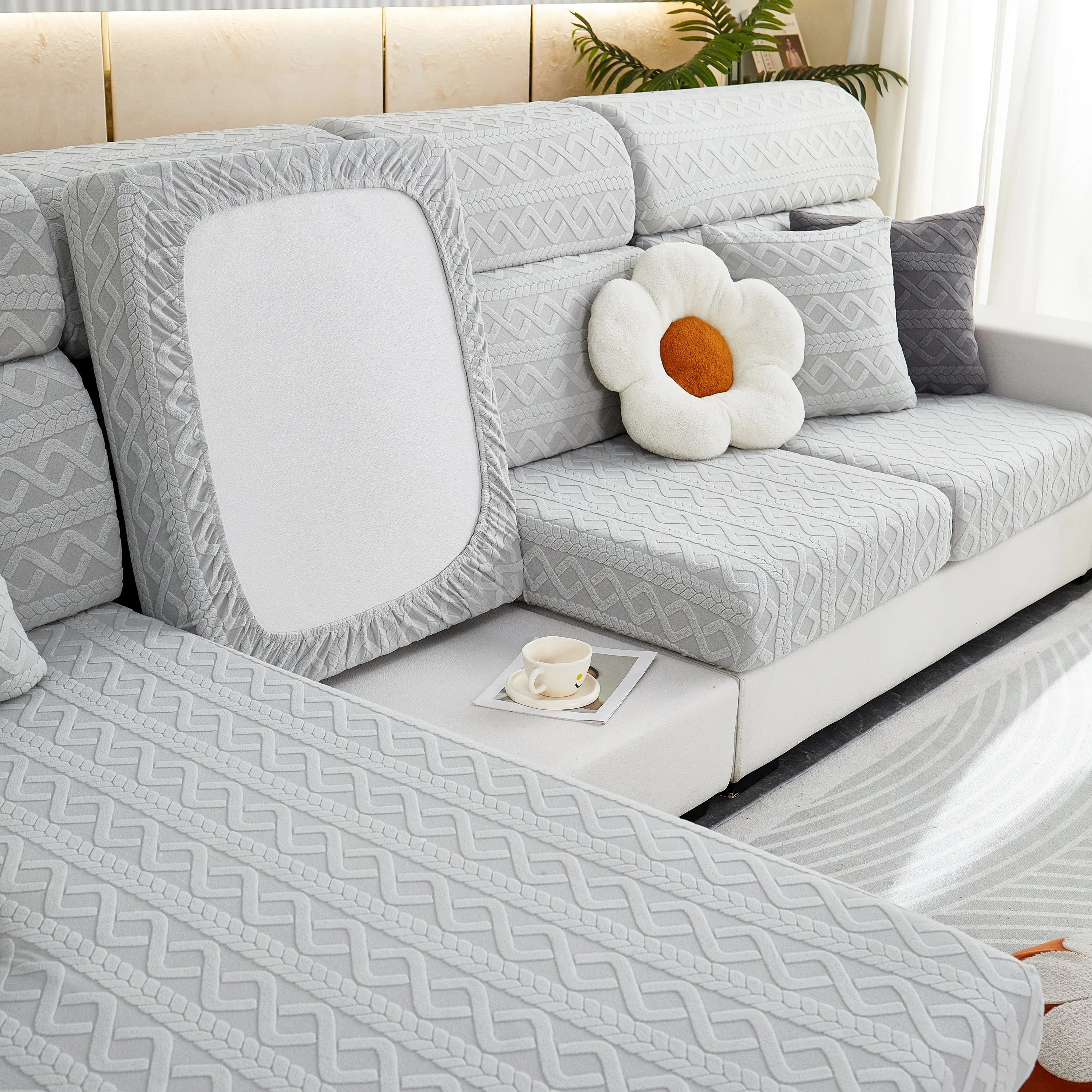Stretch Couch Seat Cushion Covers, Sofa Slipcover Sofa Cover Soft Flexibility with Elastic Bottom - Image 36