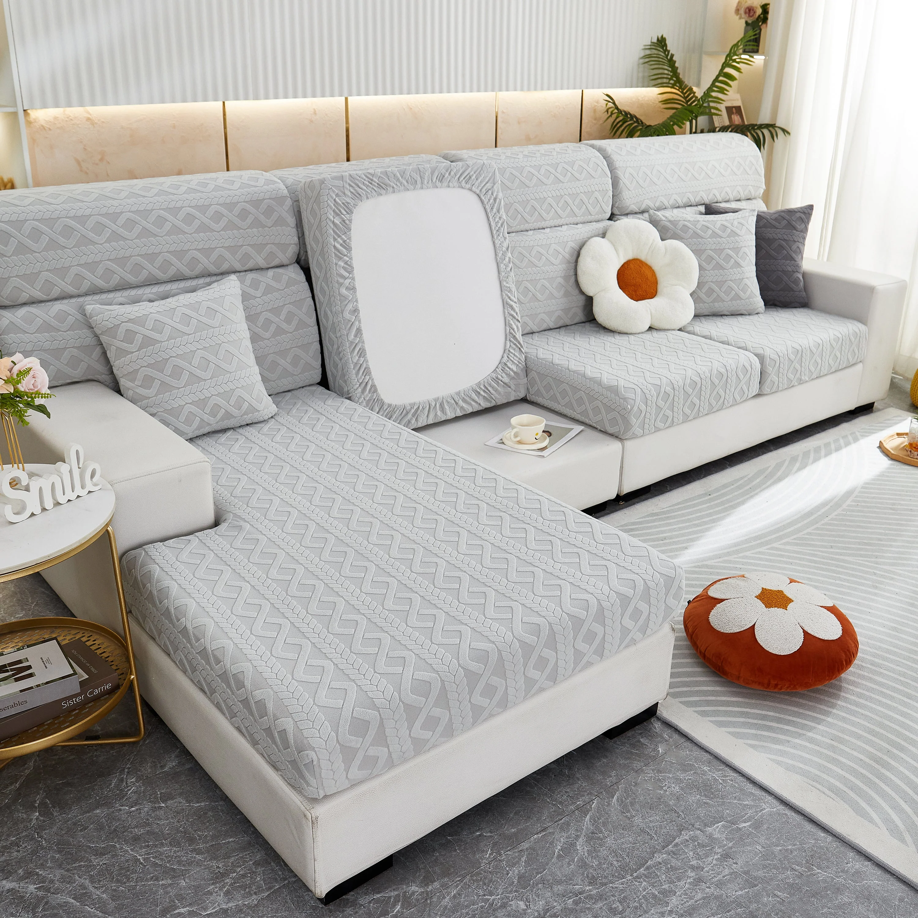Stretch Couch Seat Cushion Covers, Sofa Slipcover Sofa Cover Soft Flexibility with Elastic Bottom - Image 37