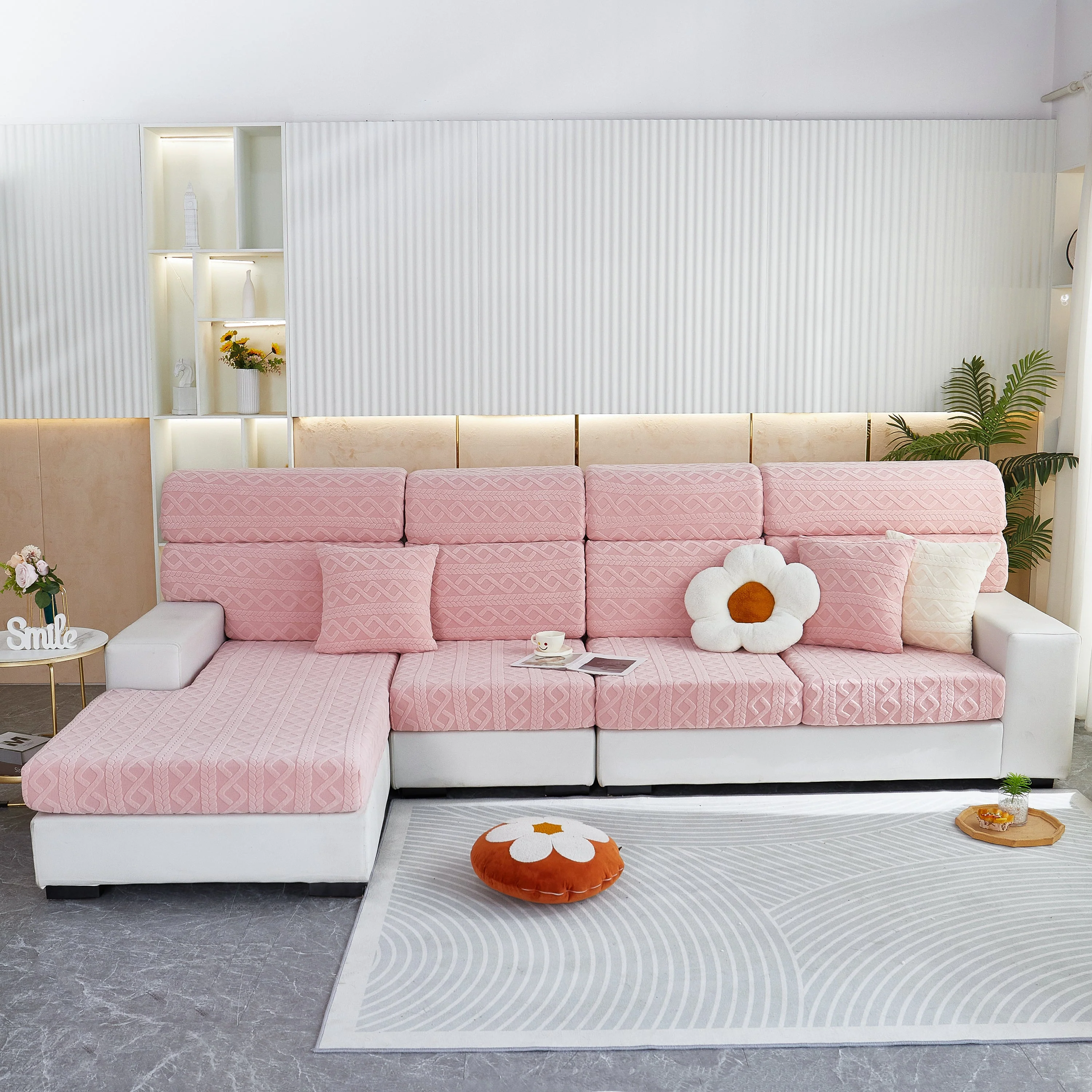 Stretch Couch Seat Cushion Covers, Sofa Slipcover Sofa Cover Soft Flexibility with Elastic Bottom - Image 43