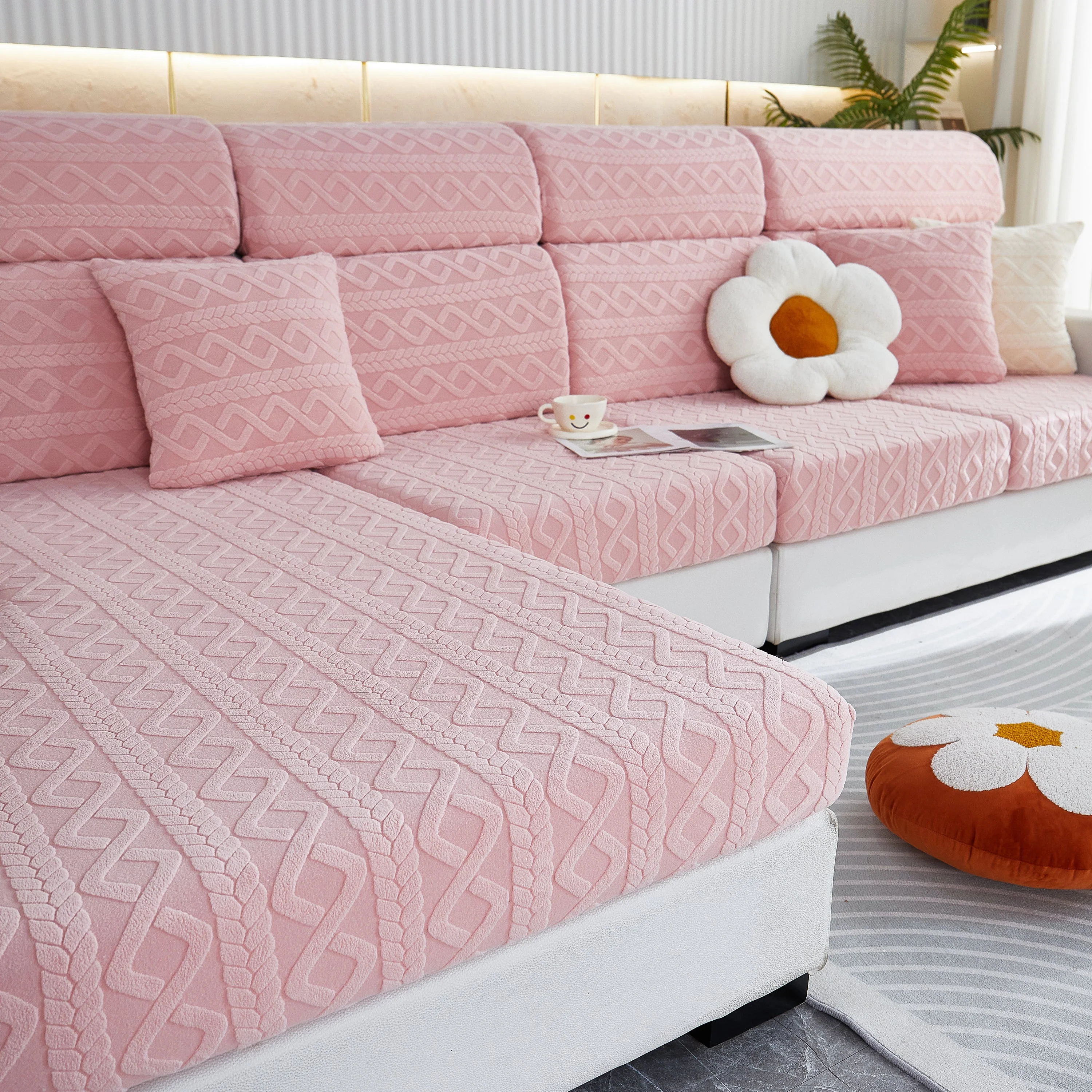 Stretch Couch Seat Cushion Covers, Sofa Slipcover Sofa Cover Soft Flexibility with Elastic Bottom - Image 44