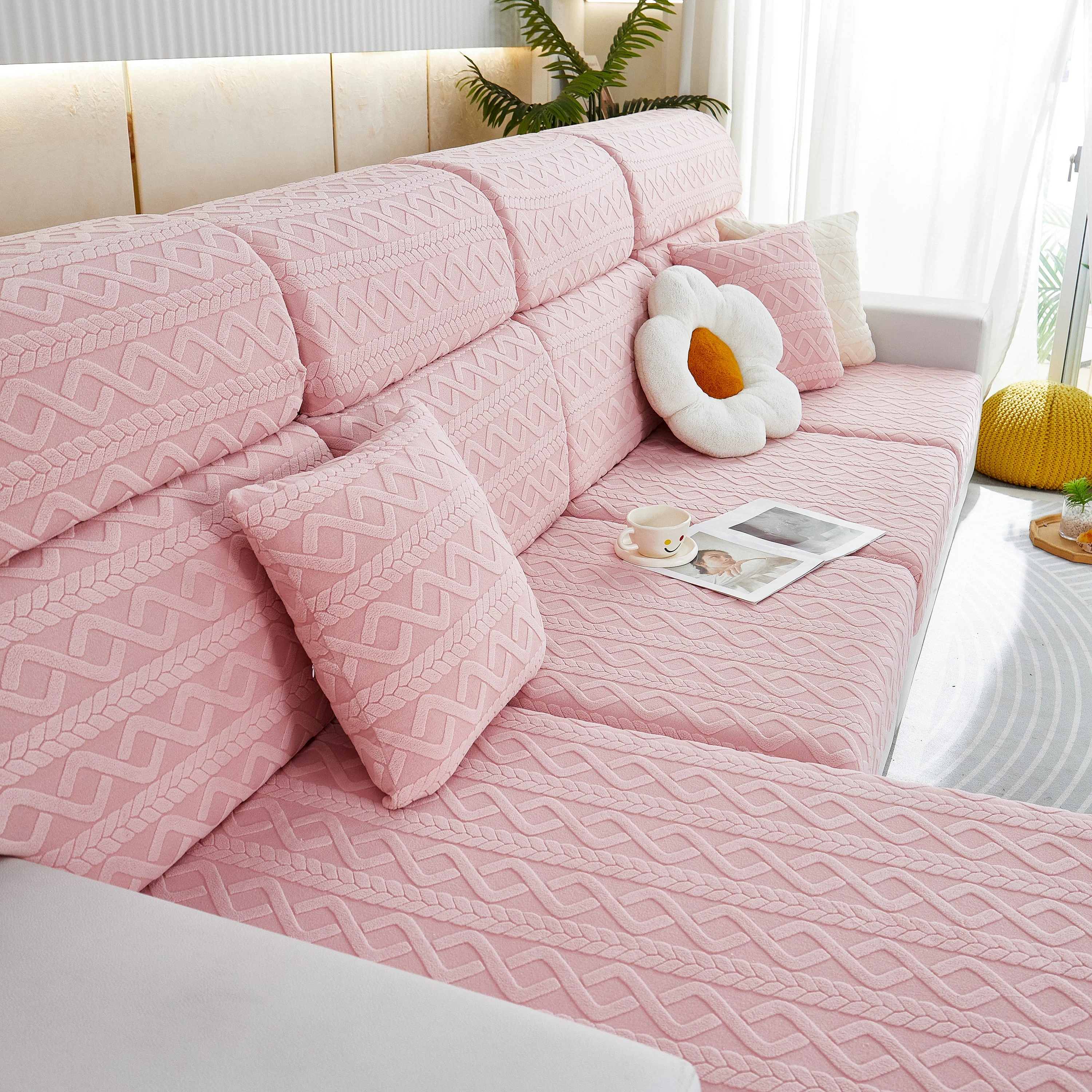 Stretch Couch Seat Cushion Covers, Sofa Slipcover Sofa Cover Soft Flexibility with Elastic Bottom - Image 49