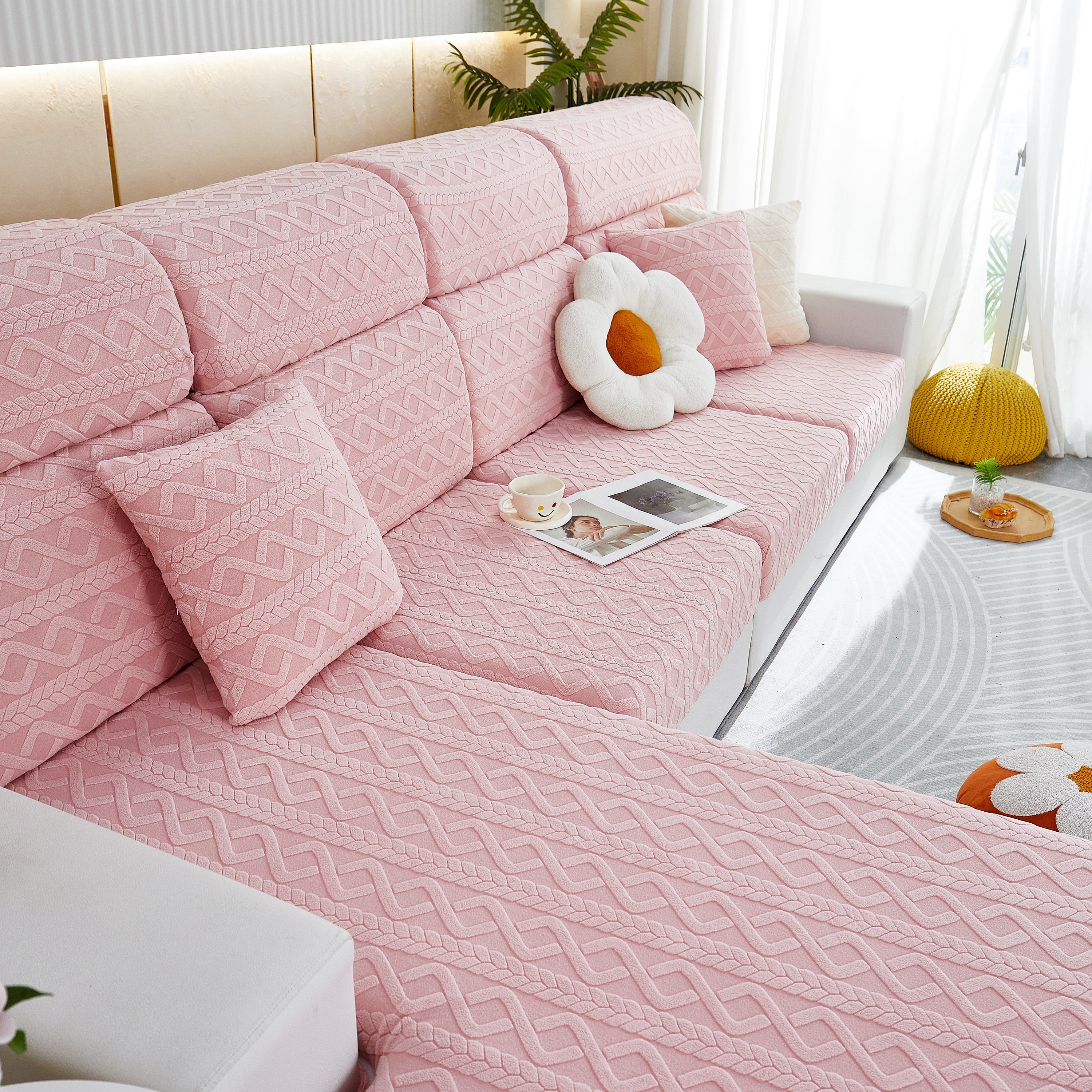 Stretch Couch Seat Cushion Covers, Sofa Slipcover Sofa Cover Soft Flexibility with Elastic Bottom - Image 50