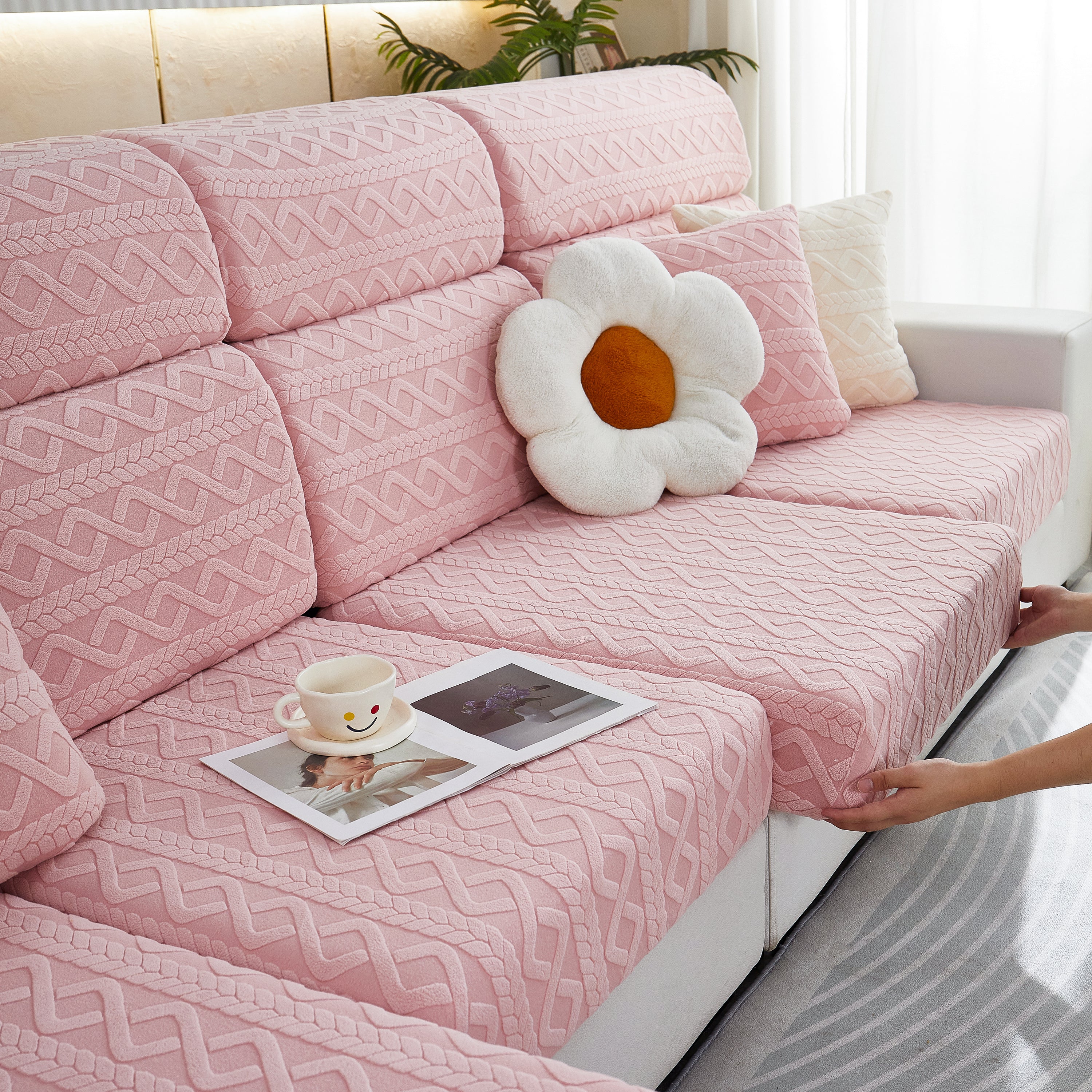 Stretch Couch Seat Cushion Covers, Sofa Slipcover Sofa Cover Soft Flexibility with Elastic Bottom - Image 54