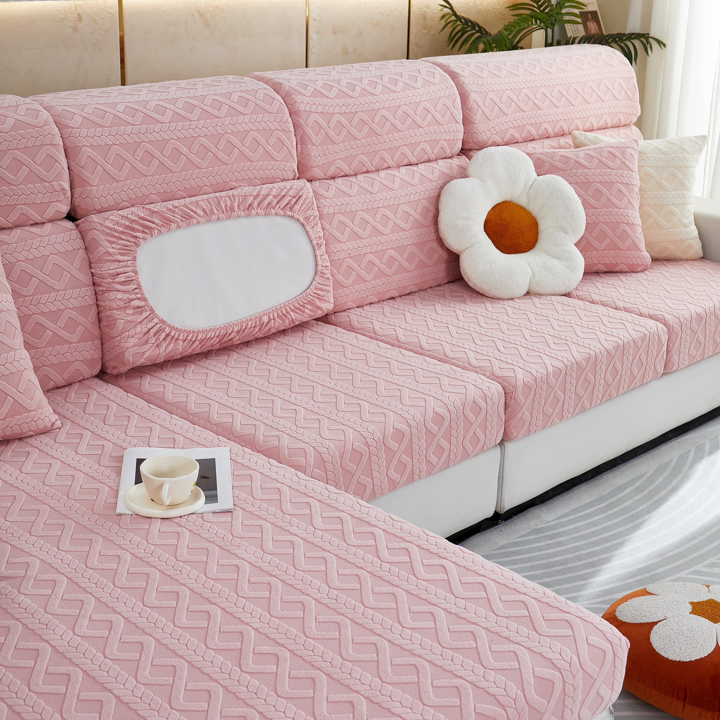 Stretch Couch Seat Cushion Covers, Sofa Slipcover Sofa Cover Soft Flexibility with Elastic Bottom - Image 55