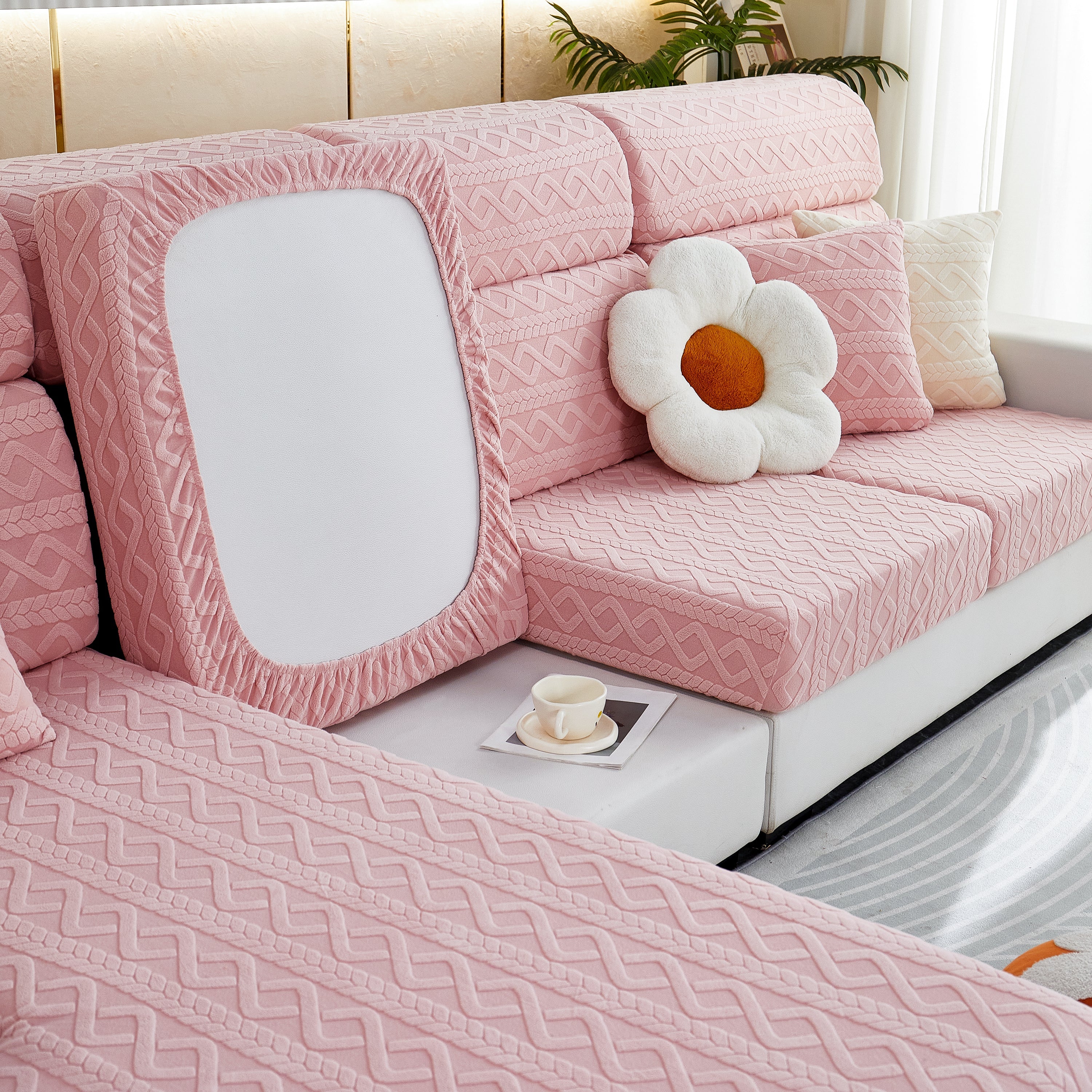 Stretch Couch Seat Cushion Covers, Sofa Slipcover Sofa Cover Soft Flexibility with Elastic Bottom - Image 56