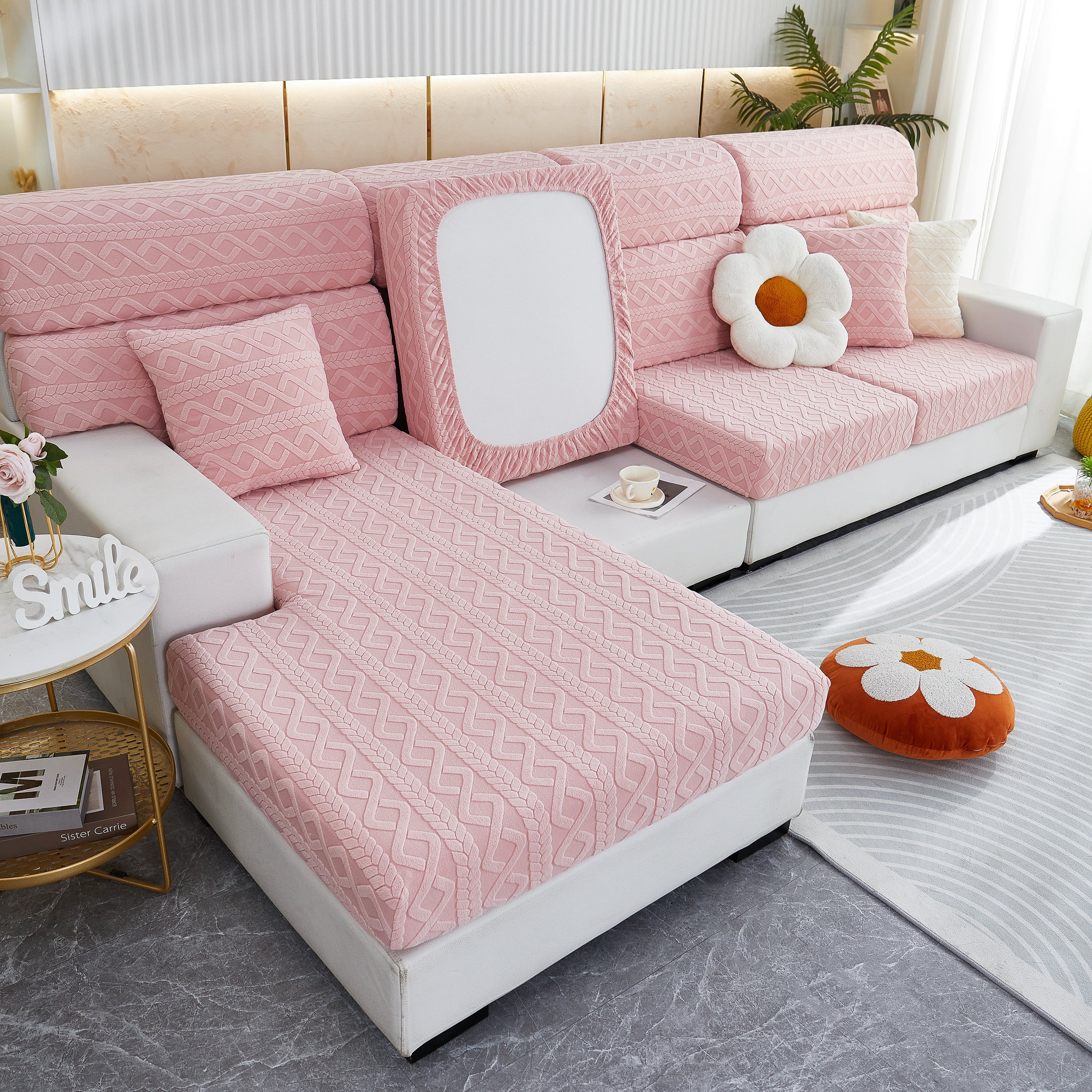 Stretch Couch Seat Cushion Covers, Sofa Slipcover Sofa Cover Soft Flexibility with Elastic Bottom - Image 57