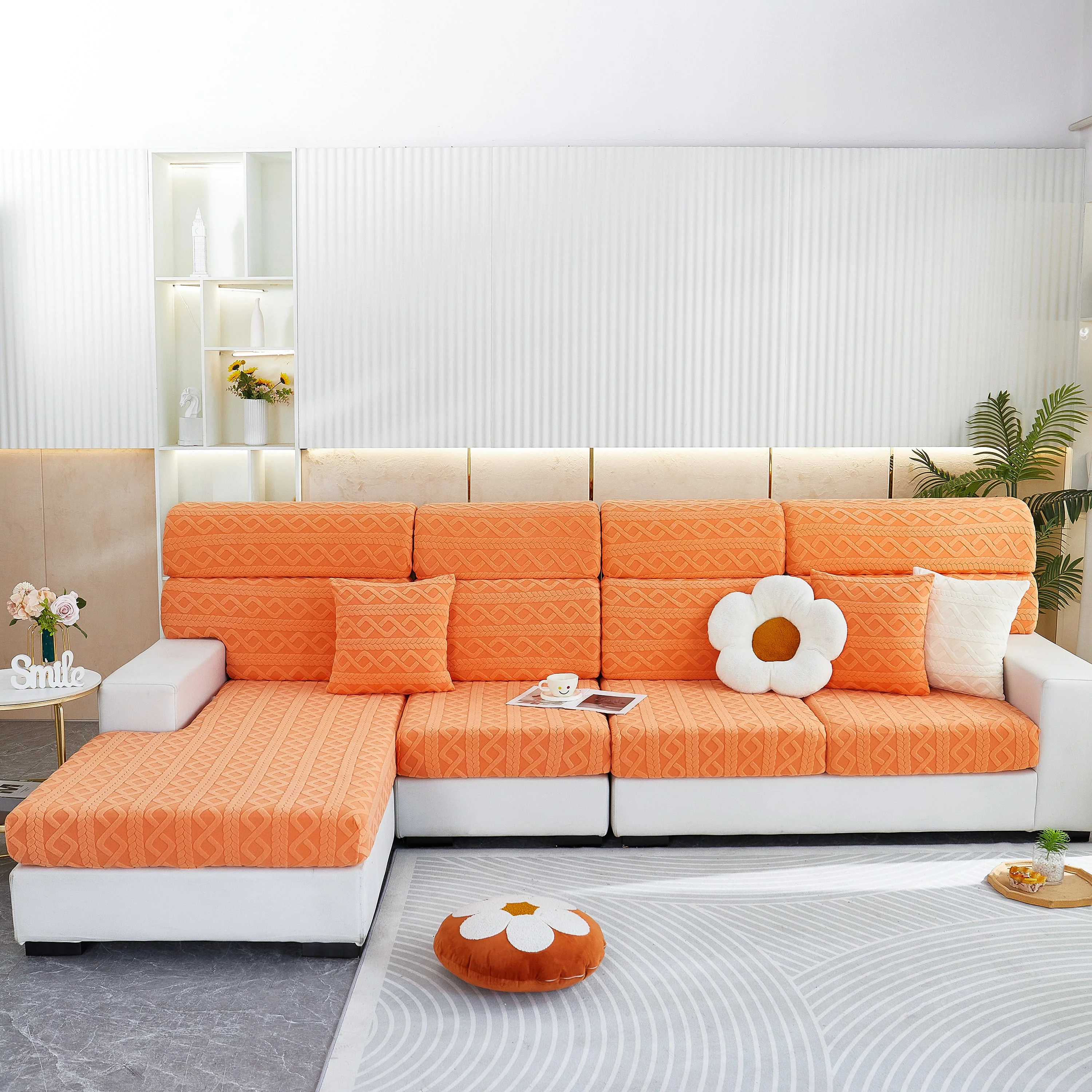 Stretch Couch Seat Cushion Covers, Sofa Slipcover Sofa Cover Soft Flexibility with Elastic Bottom - Image 63