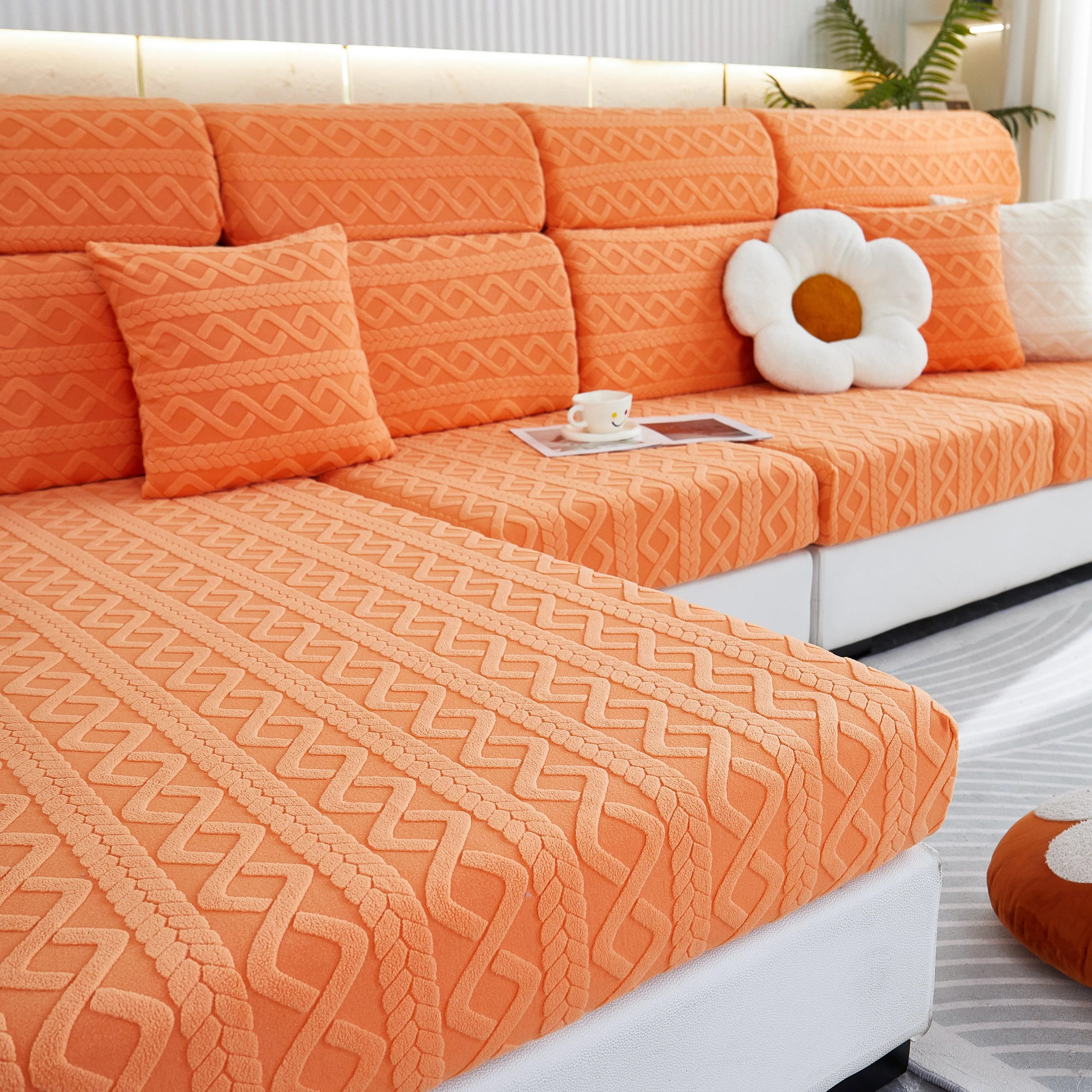 Stretch Couch Seat Cushion Covers, Sofa Slipcover Sofa Cover Soft Flexibility with Elastic Bottom - Image 64