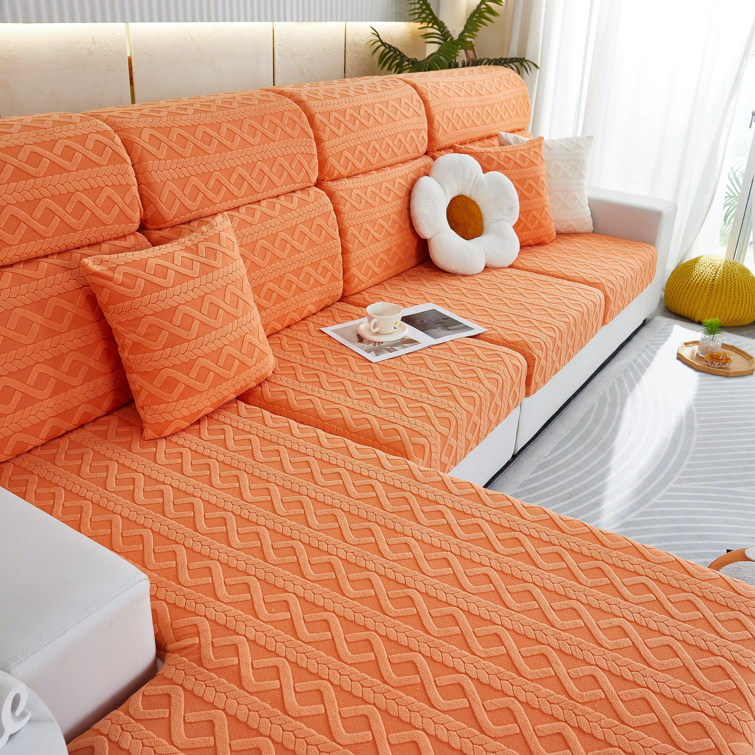 Stretch Couch Seat Cushion Covers, Sofa Slipcover Sofa Cover Soft Flexibility with Elastic Bottom - Image 67
