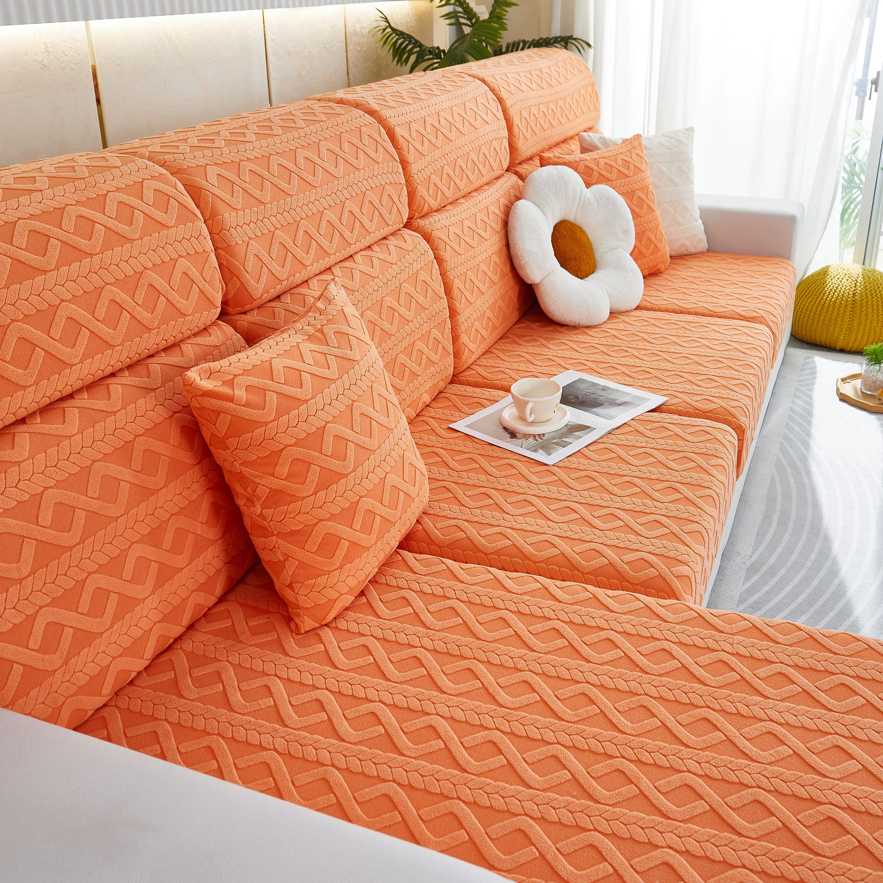 Stretch Couch Seat Cushion Covers, Sofa Slipcover Sofa Cover Soft Flexibility with Elastic Bottom - Image 68