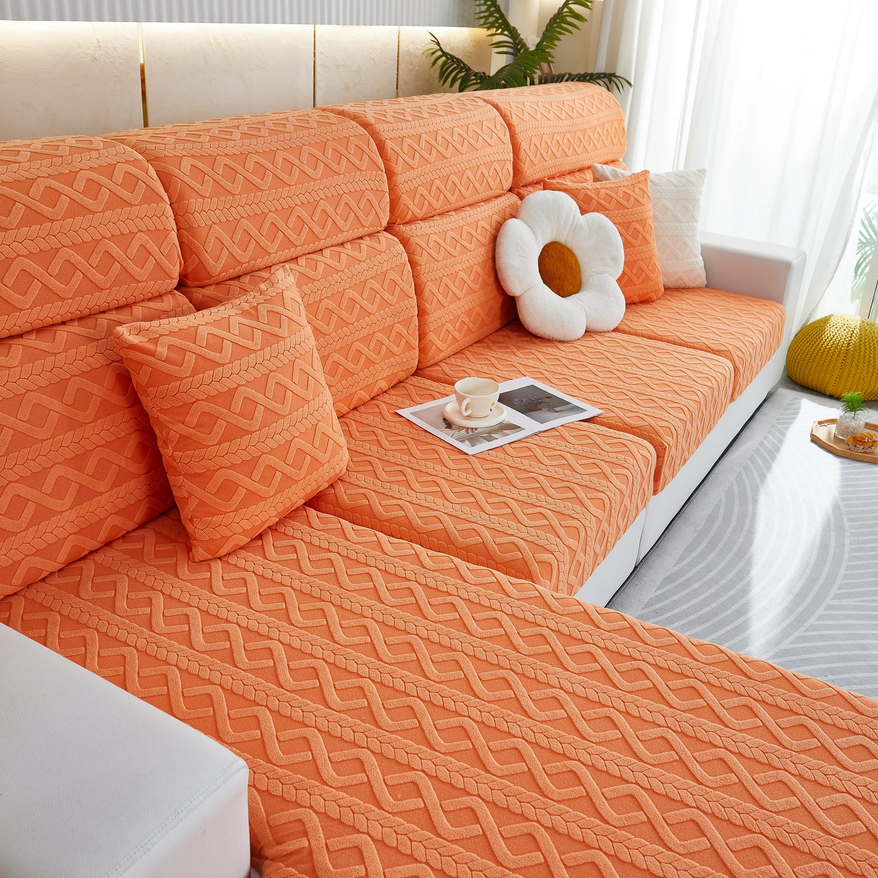 Stretch Couch Seat Cushion Covers, Sofa Slipcover Sofa Cover Soft Flexibility with Elastic Bottom - Image 69