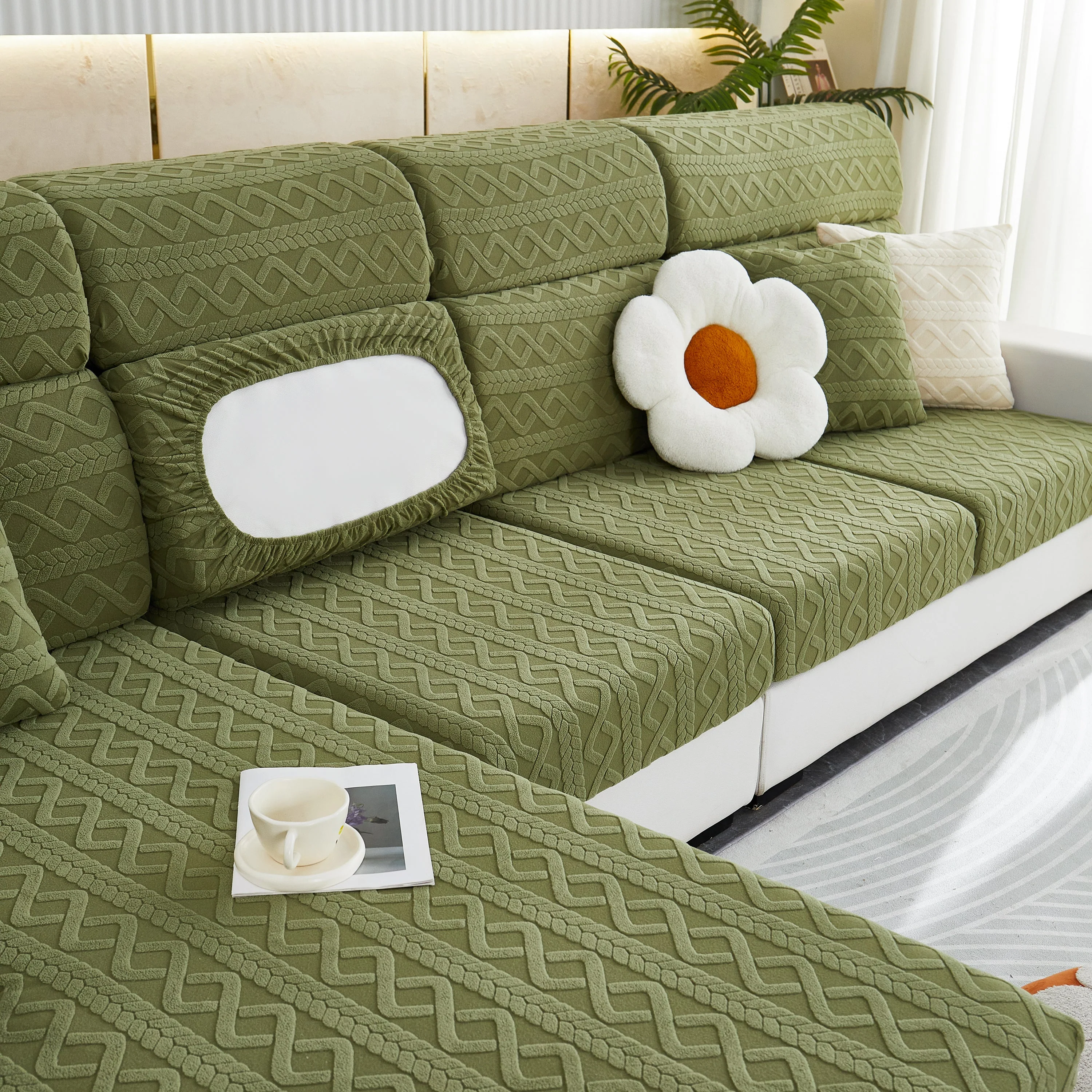Stretch Couch Seat Cushion Covers, Sofa Slipcover Sofa Cover Soft Flexibility with Elastic Bottom - Image 7