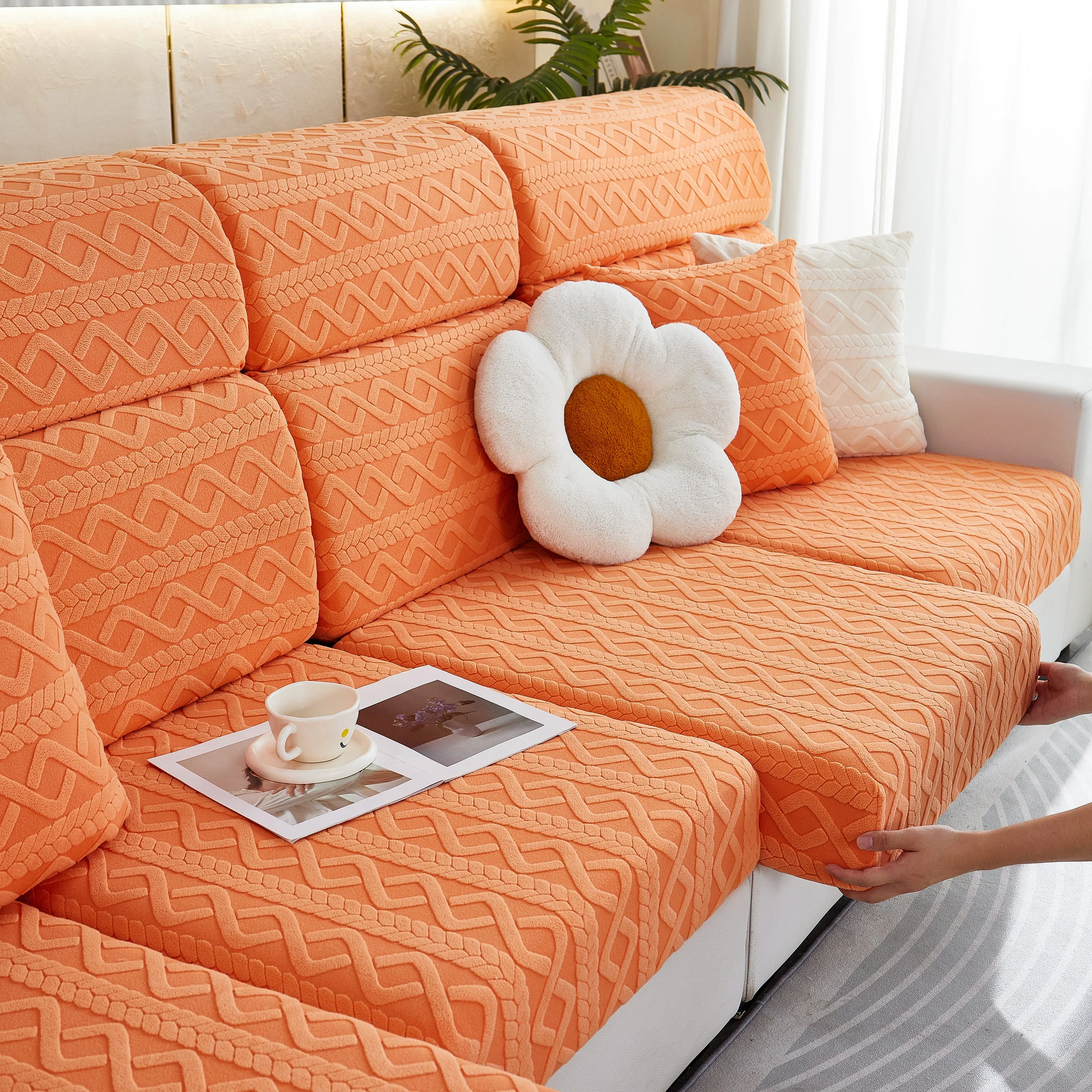 Stretch Couch Seat Cushion Covers, Sofa Slipcover Sofa Cover Soft Flexibility with Elastic Bottom - Image 72