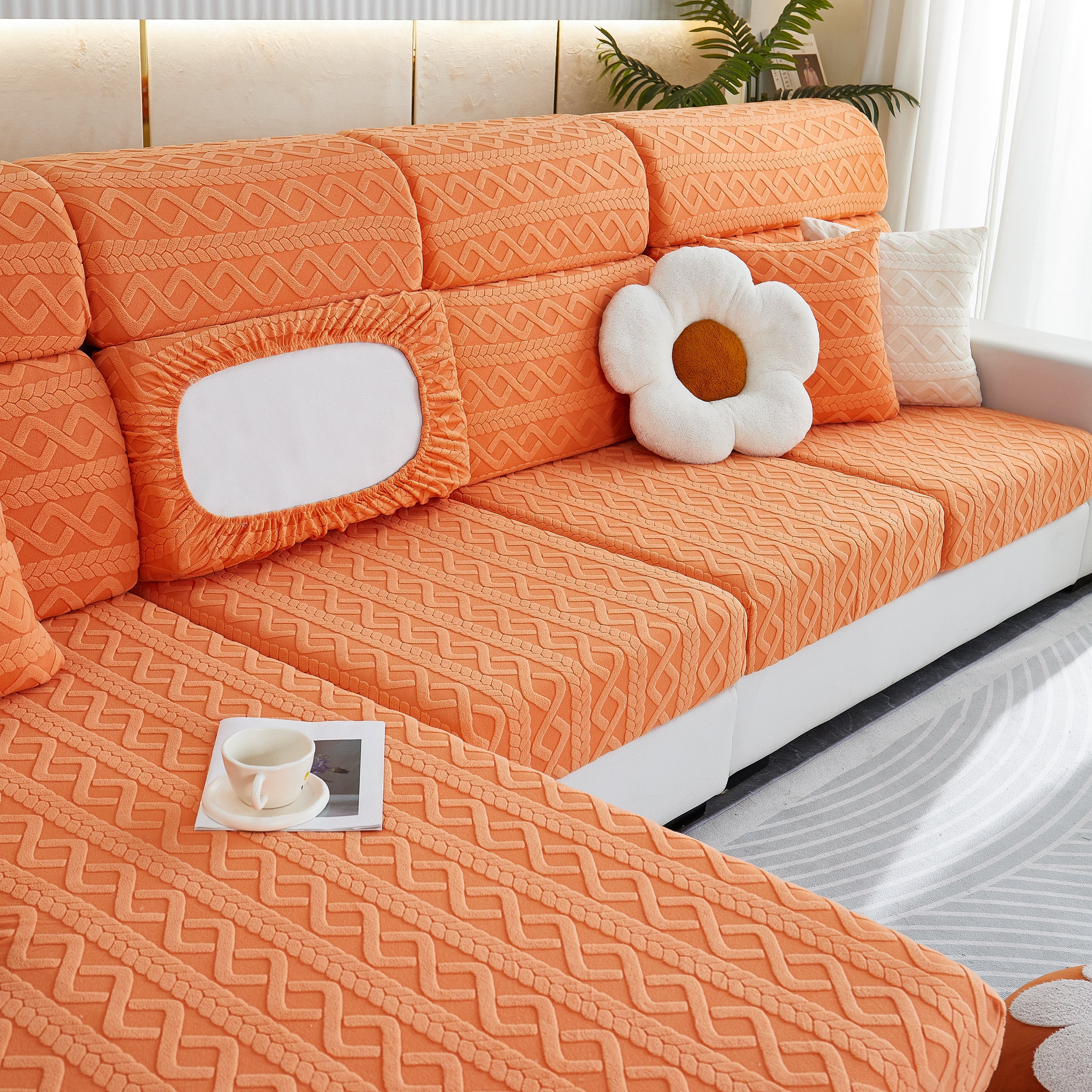 Stretch Couch Seat Cushion Covers, Sofa Slipcover Sofa Cover Soft Flexibility with Elastic Bottom - Image 73