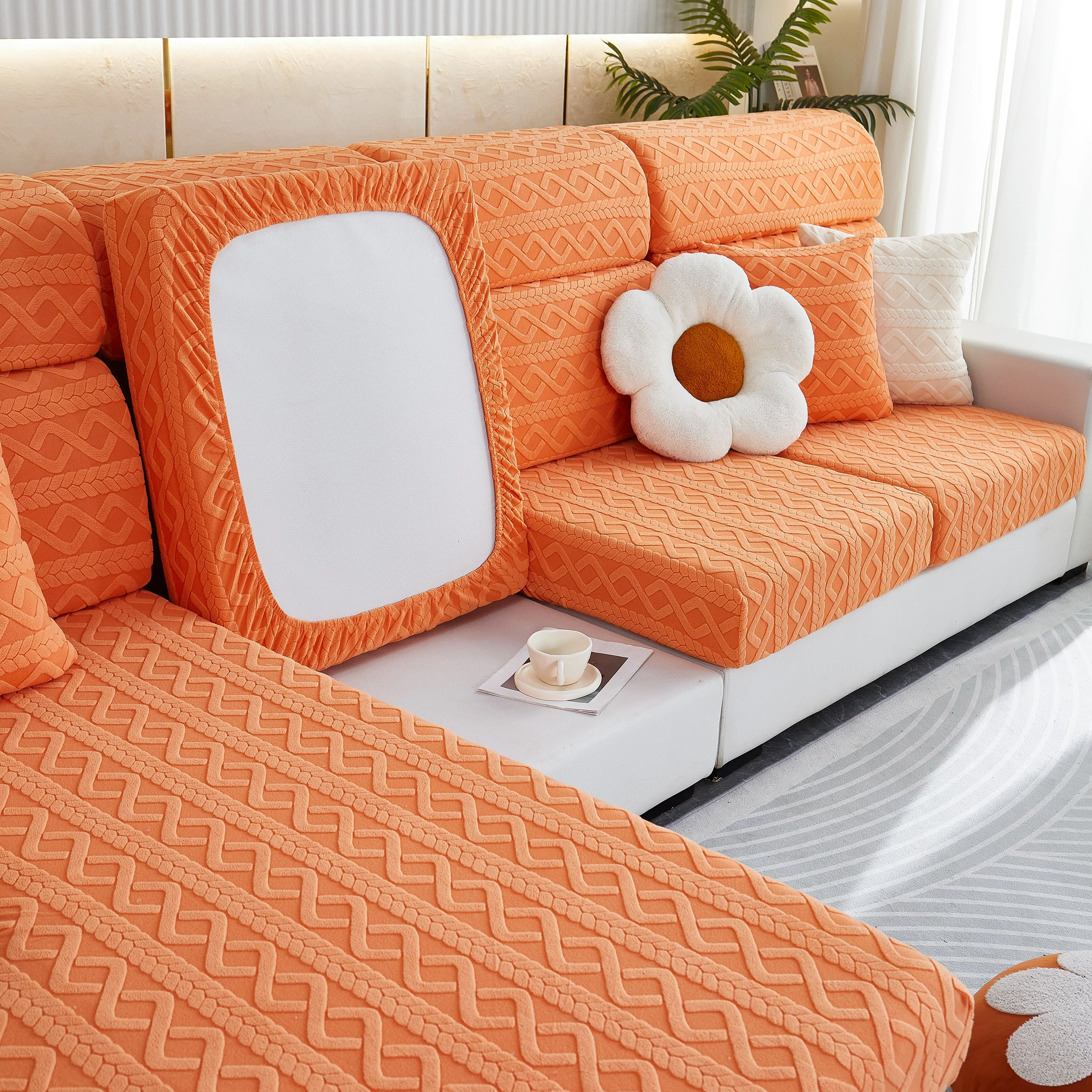 Stretch Couch Seat Cushion Covers, Sofa Slipcover Sofa Cover Soft Flexibility with Elastic Bottom - Image 74