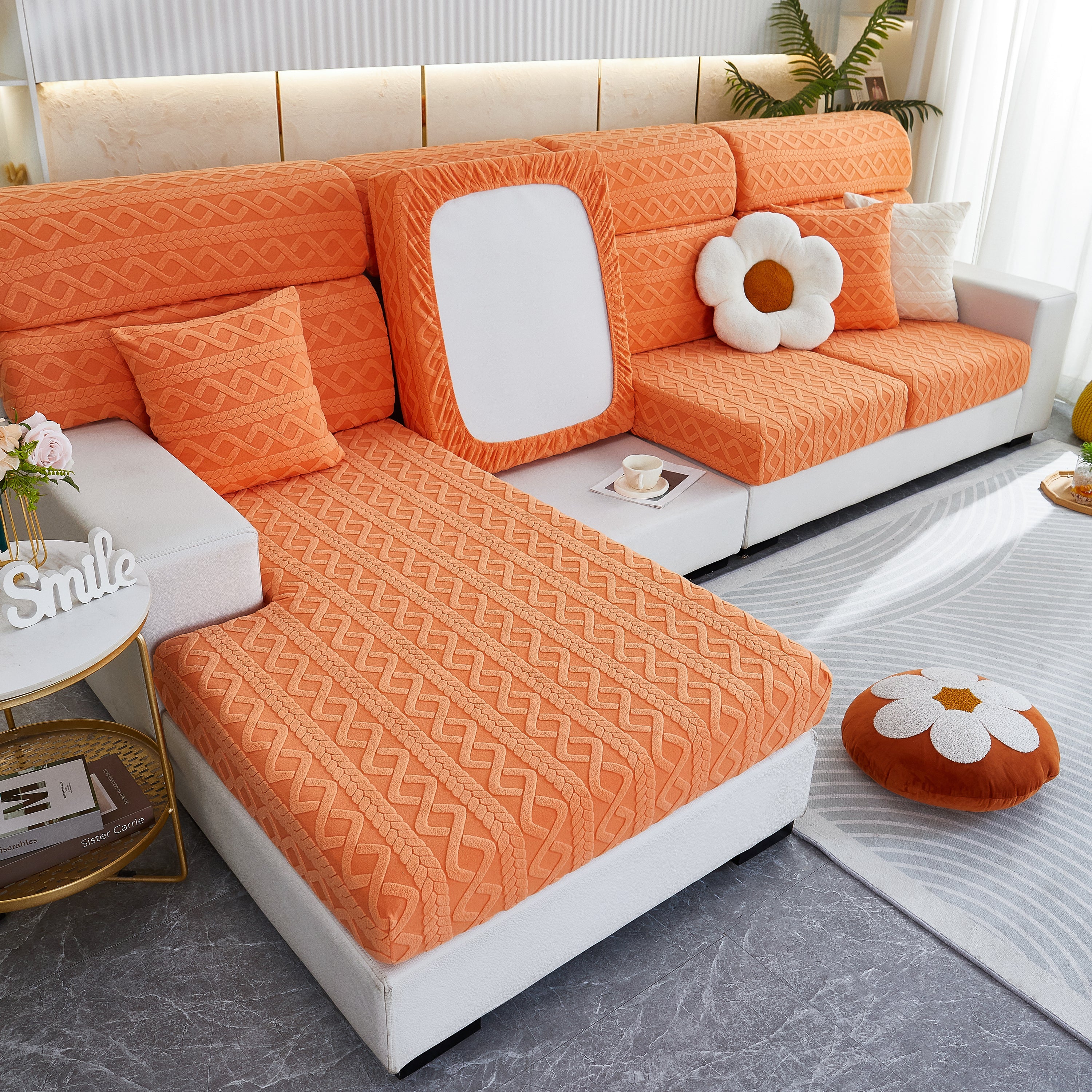 Stretch Couch Seat Cushion Covers, Sofa Slipcover Sofa Cover Soft Flexibility with Elastic Bottom - Image 75