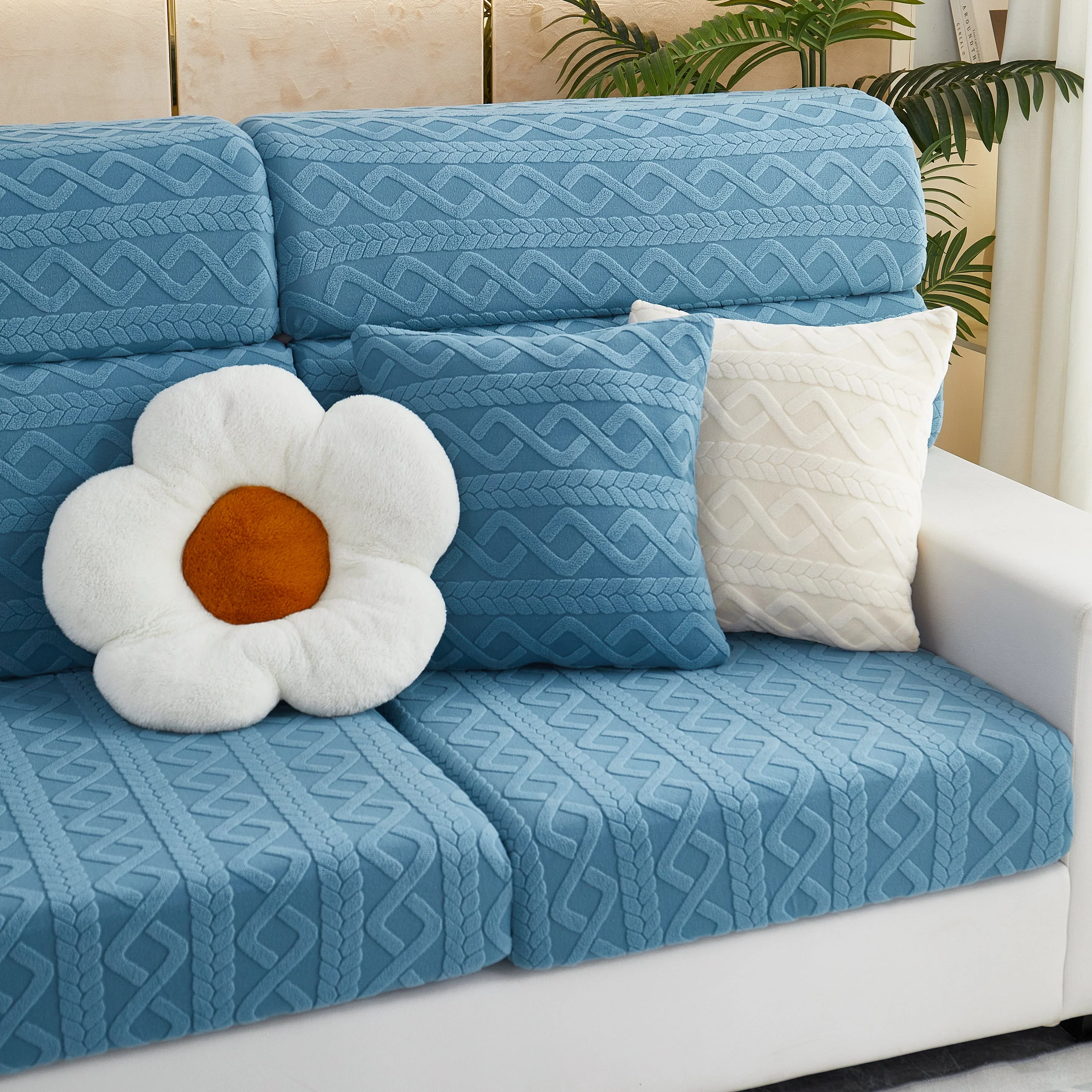 Stretch Couch Seat Cushion Covers, Sofa Slipcover Sofa Cover Soft Flexibility with Elastic Bottom - Image 80