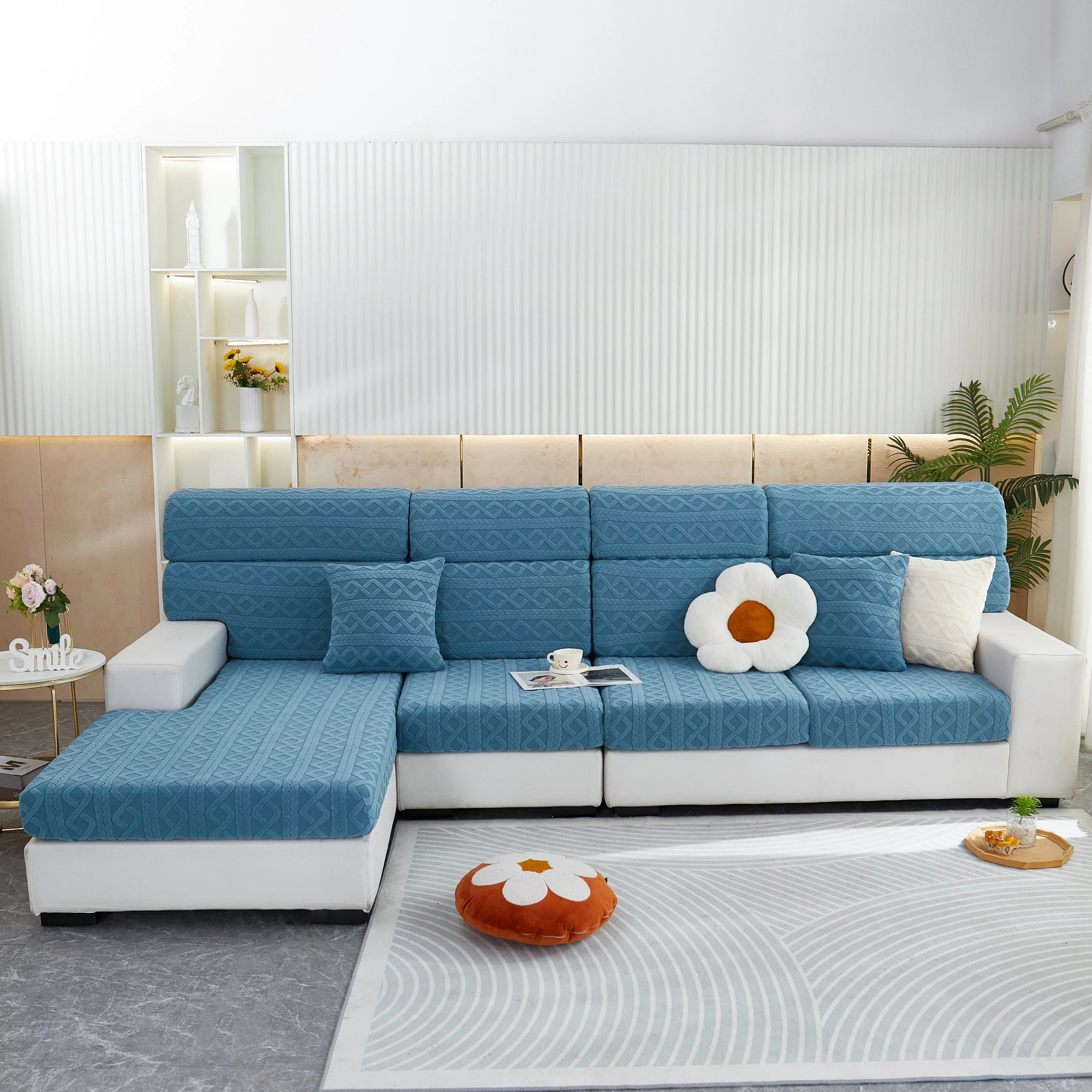 Stretch Couch Seat Cushion Covers, Sofa Slipcover Sofa Cover Soft Flexibility with Elastic Bottom - Image 81