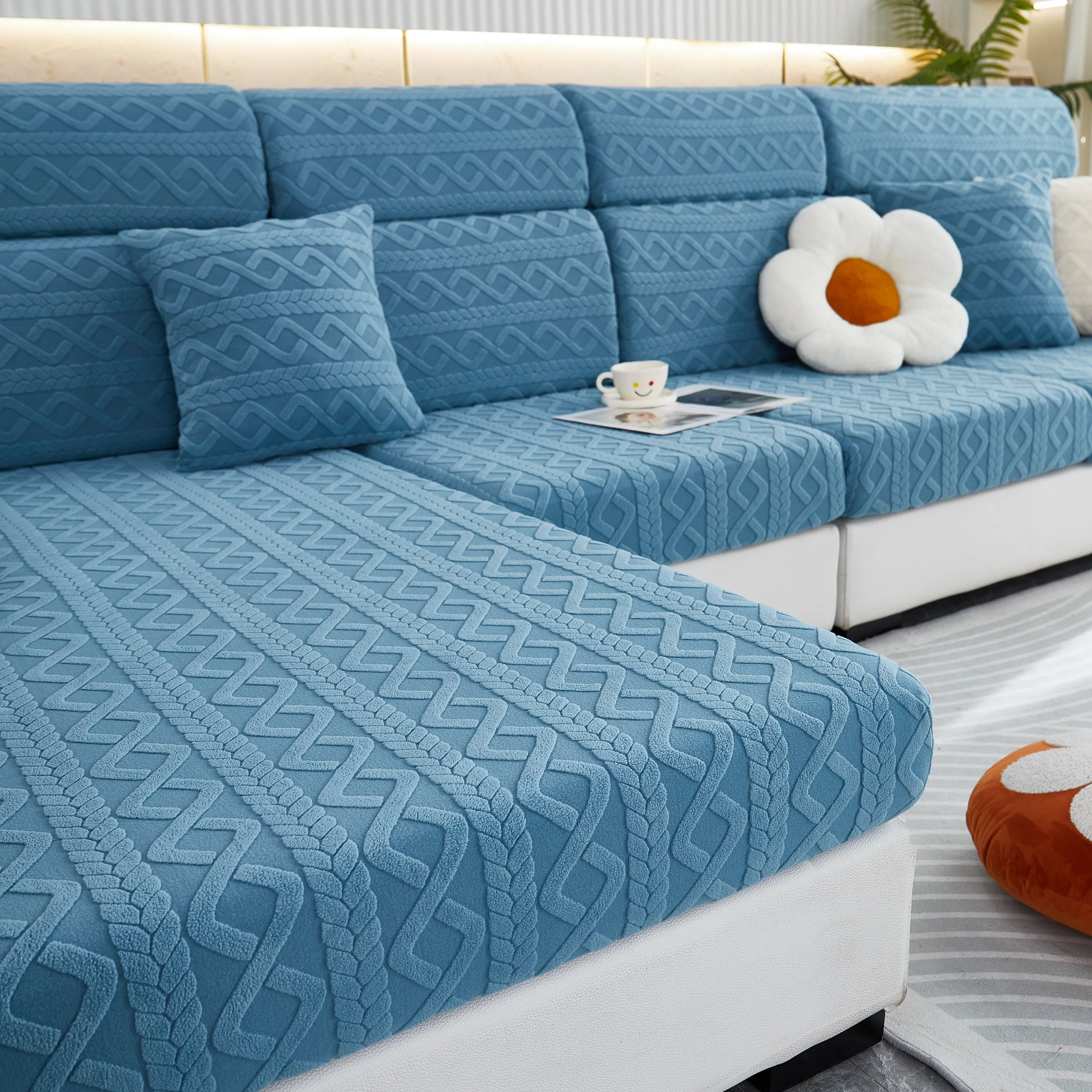 Stretch Couch Seat Cushion Covers, Sofa Slipcover Sofa Cover Soft Flexibility with Elastic Bottom - Image 82