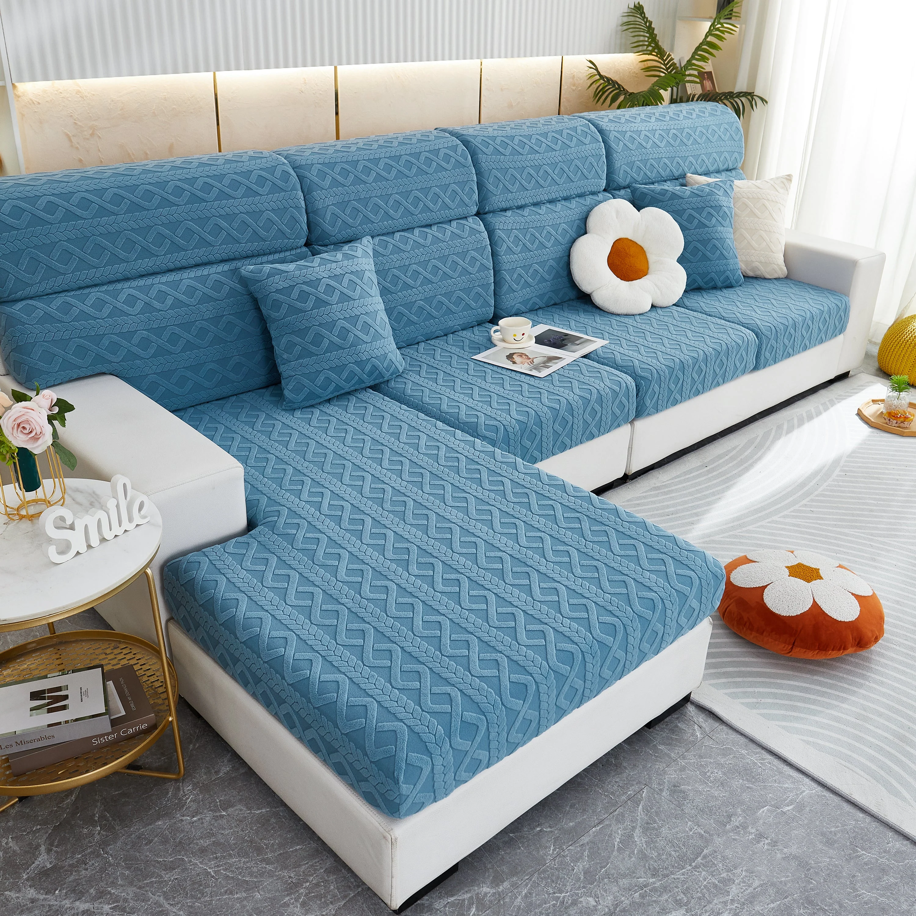 Stretch Couch Seat Cushion Covers, Sofa Slipcover Sofa Cover Soft Flexibility with Elastic Bottom - Image 84