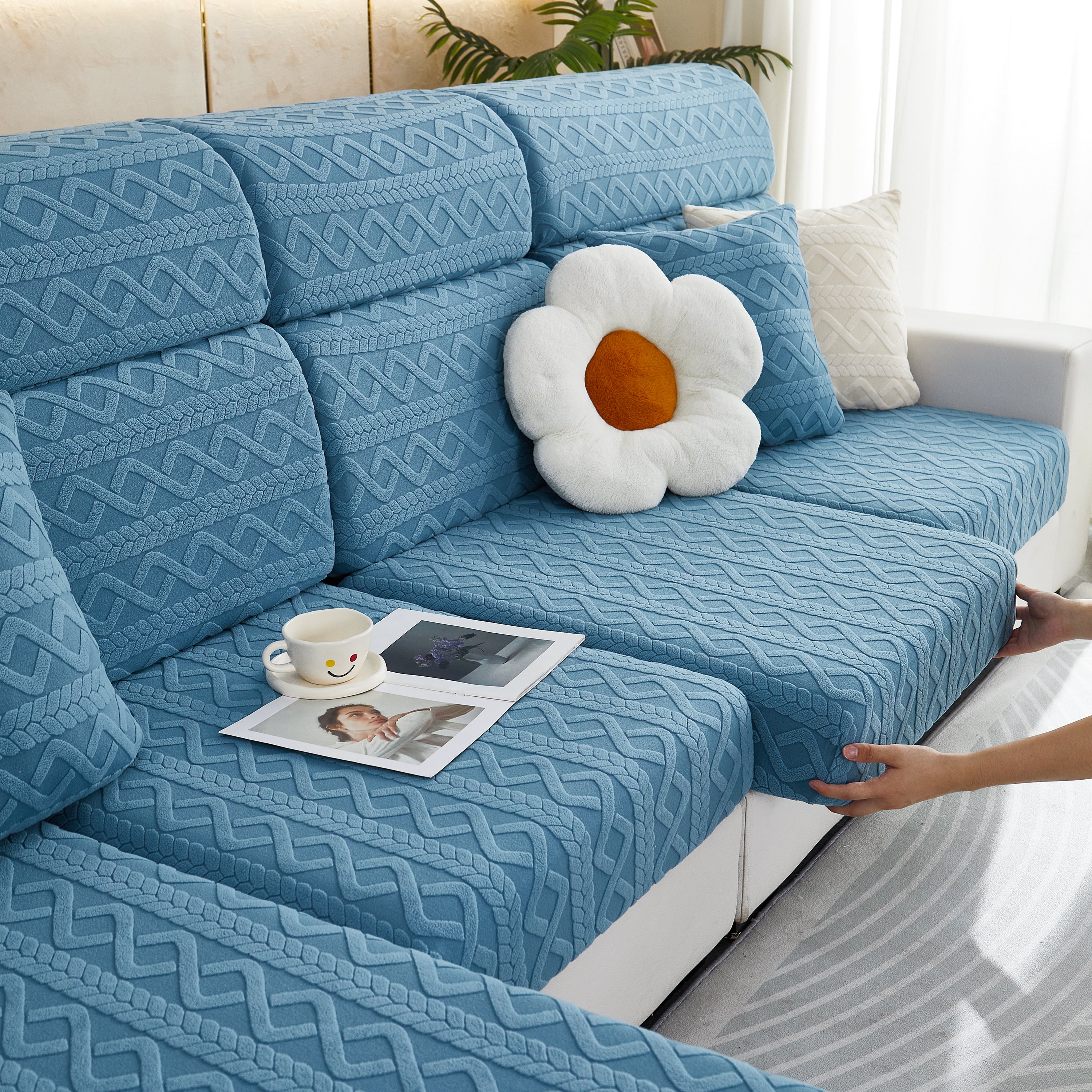 Stretch Couch Seat Cushion Covers, Sofa Slipcover Sofa Cover Soft Flexibility with Elastic Bottom - Image 92