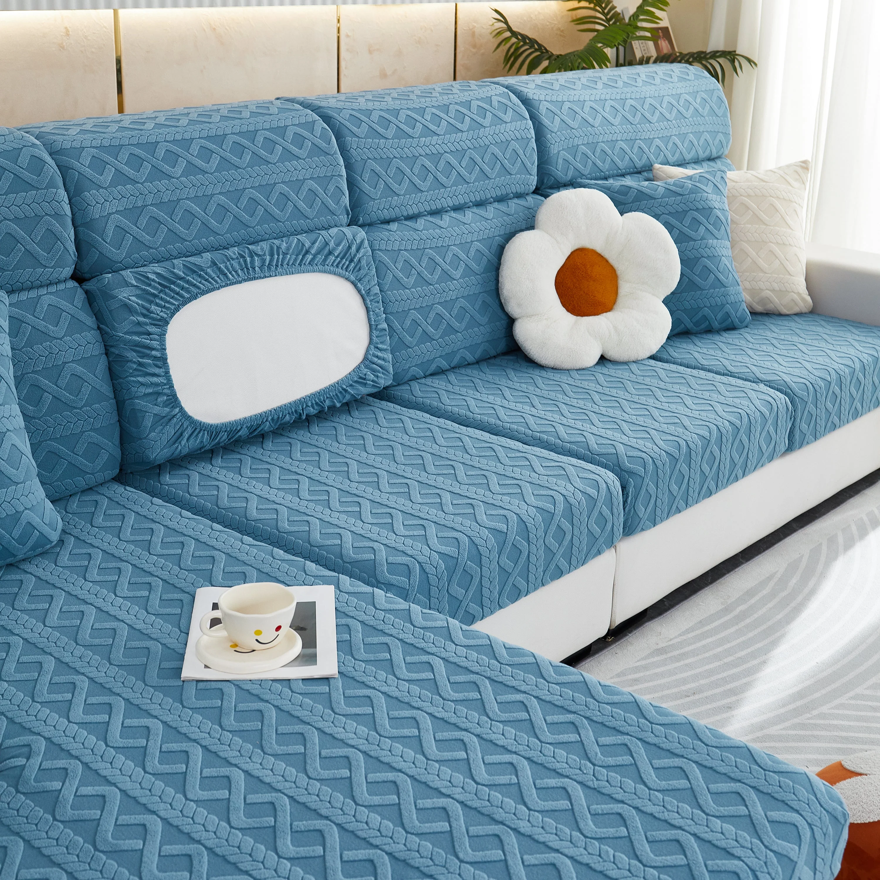 Stretch Couch Seat Cushion Covers, Sofa Slipcover Sofa Cover Soft Flexibility with Elastic Bottom - Image 93