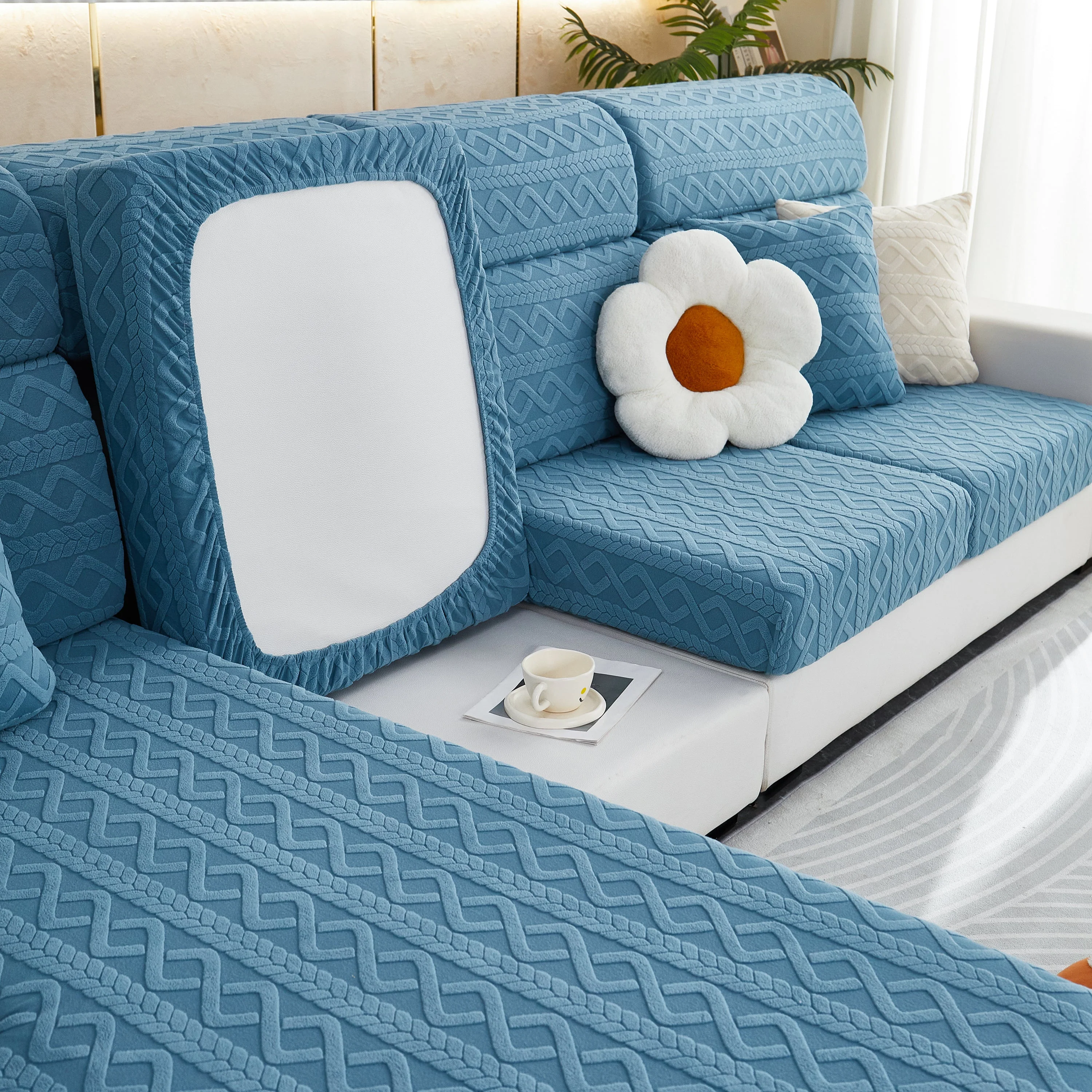Stretch Couch Seat Cushion Covers, Sofa Slipcover Sofa Cover Soft Flexibility with Elastic Bottom - Image 94